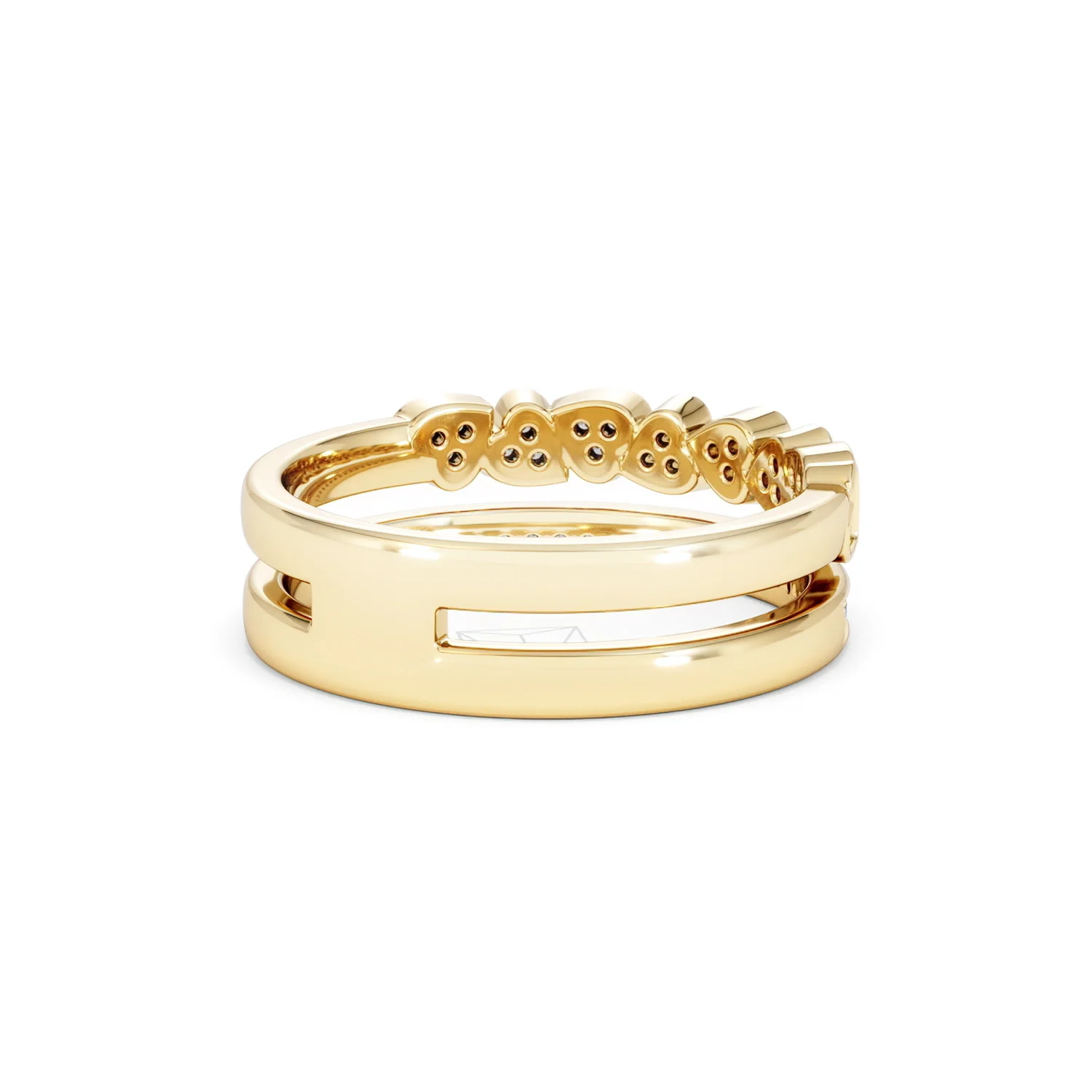 Double Heart Band Stacking Ring Lab Diamond 0.20ct in 18K Gold Vermeil - Image 42