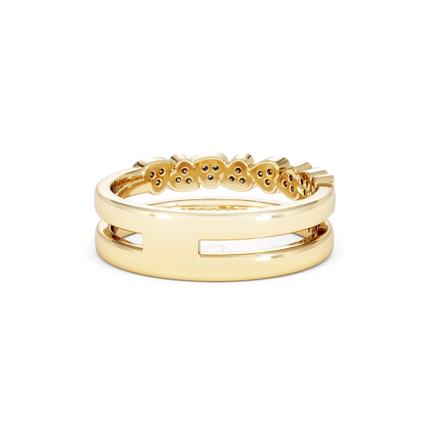 Double Heart Band Stacking Ring Lab Diamond 0.20ct in 18K Gold Vermeil - Image 45