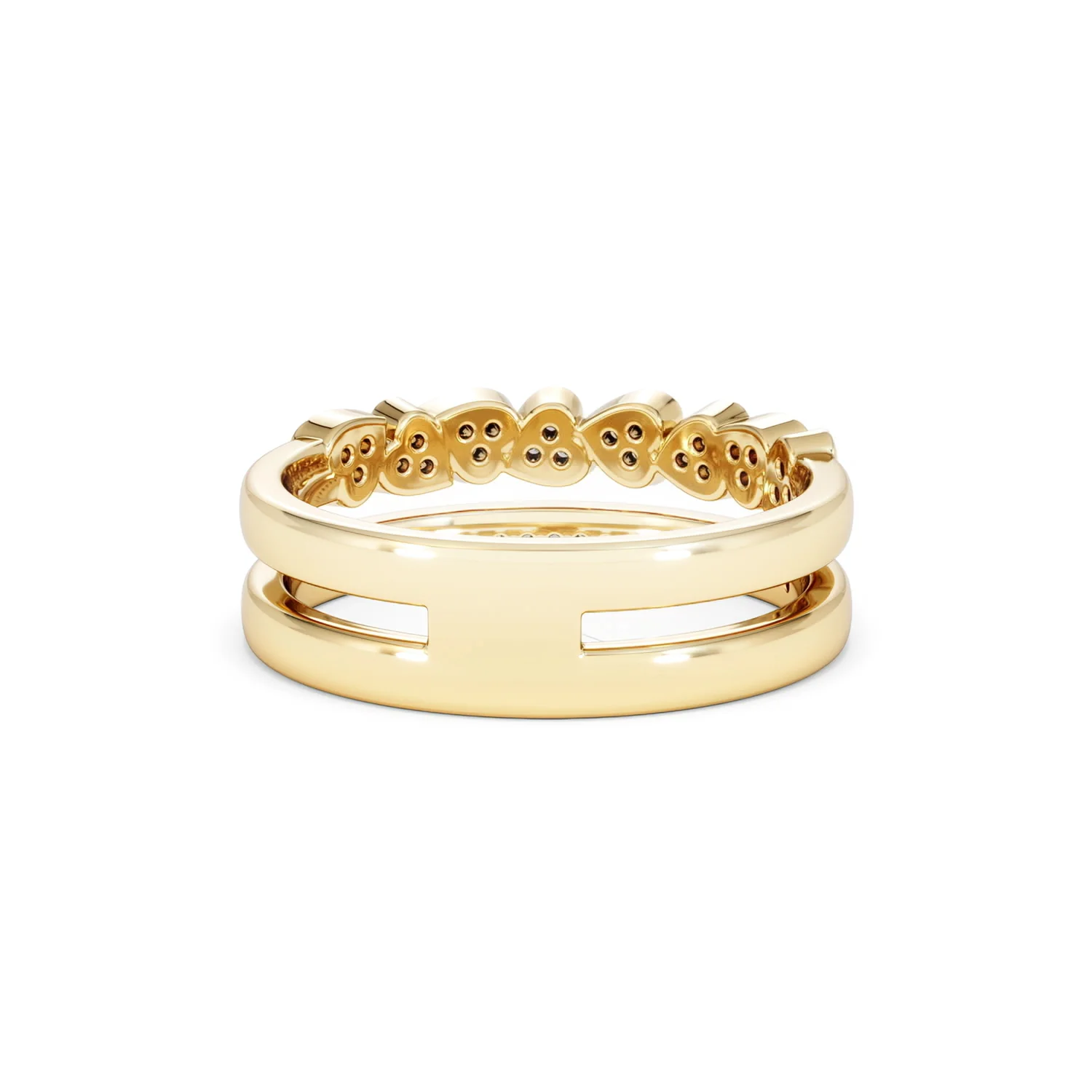 Double Heart Band Stacking Ring Lab Diamond 0.20ct in 18K Gold Vermeil - Image 48