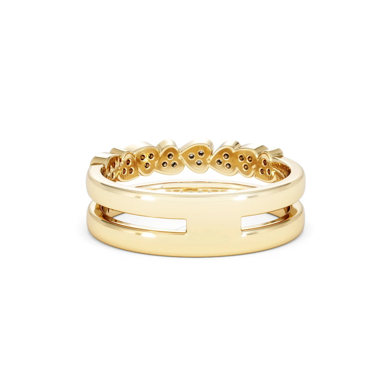 Double Heart Band Stacking Ring Lab Diamond 0.20ct in 18K Gold Vermeil - Image 52