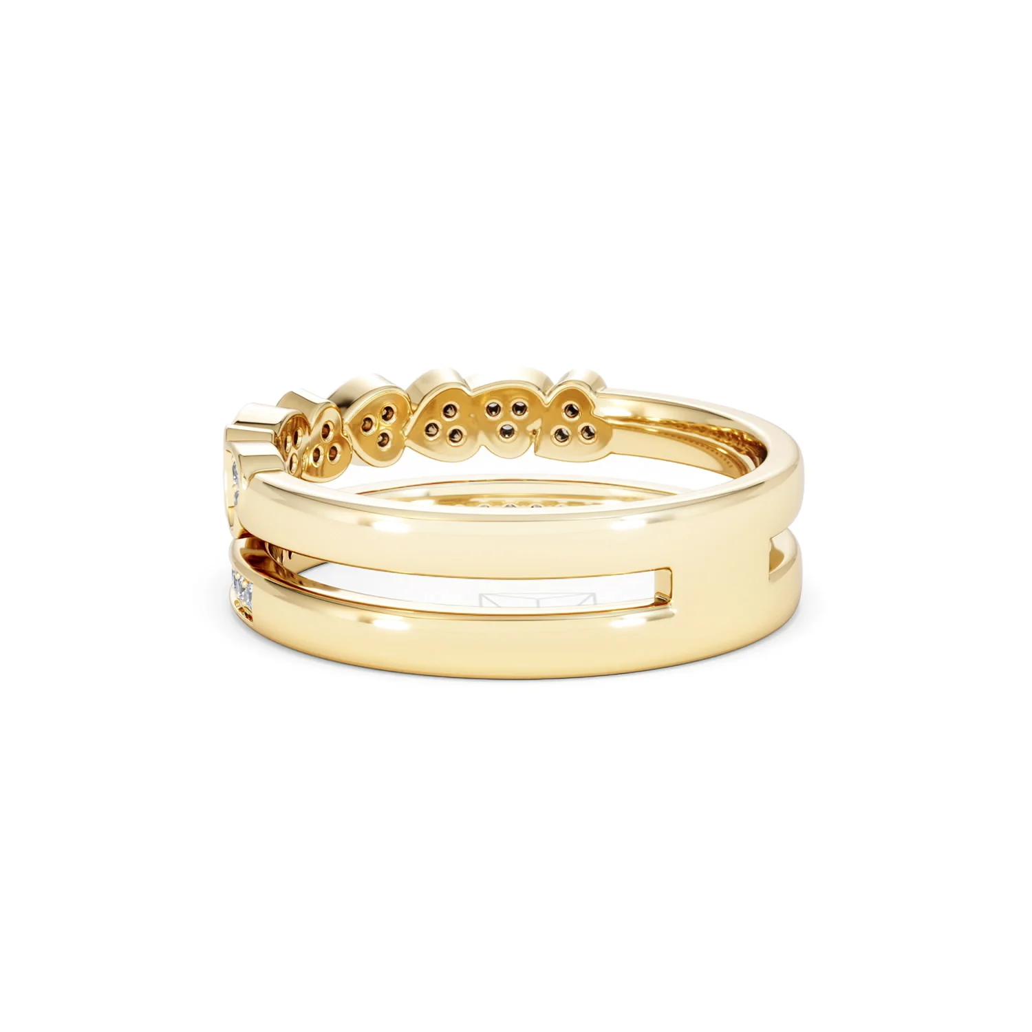 Double Heart Band Stacking Ring Lab Diamond 0.20ct in 18K Gold Vermeil - Image 60