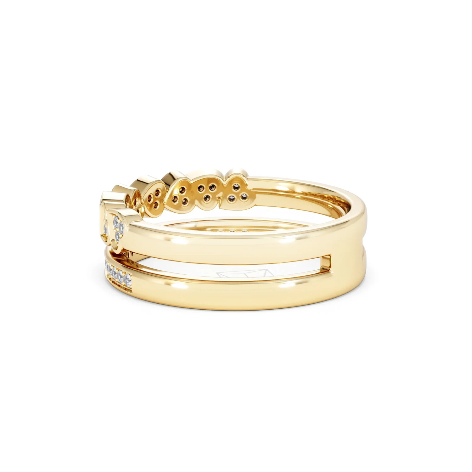 Double Heart Band Stacking Ring Lab Diamond 0.20ct in 18K Gold Vermeil - Image 63