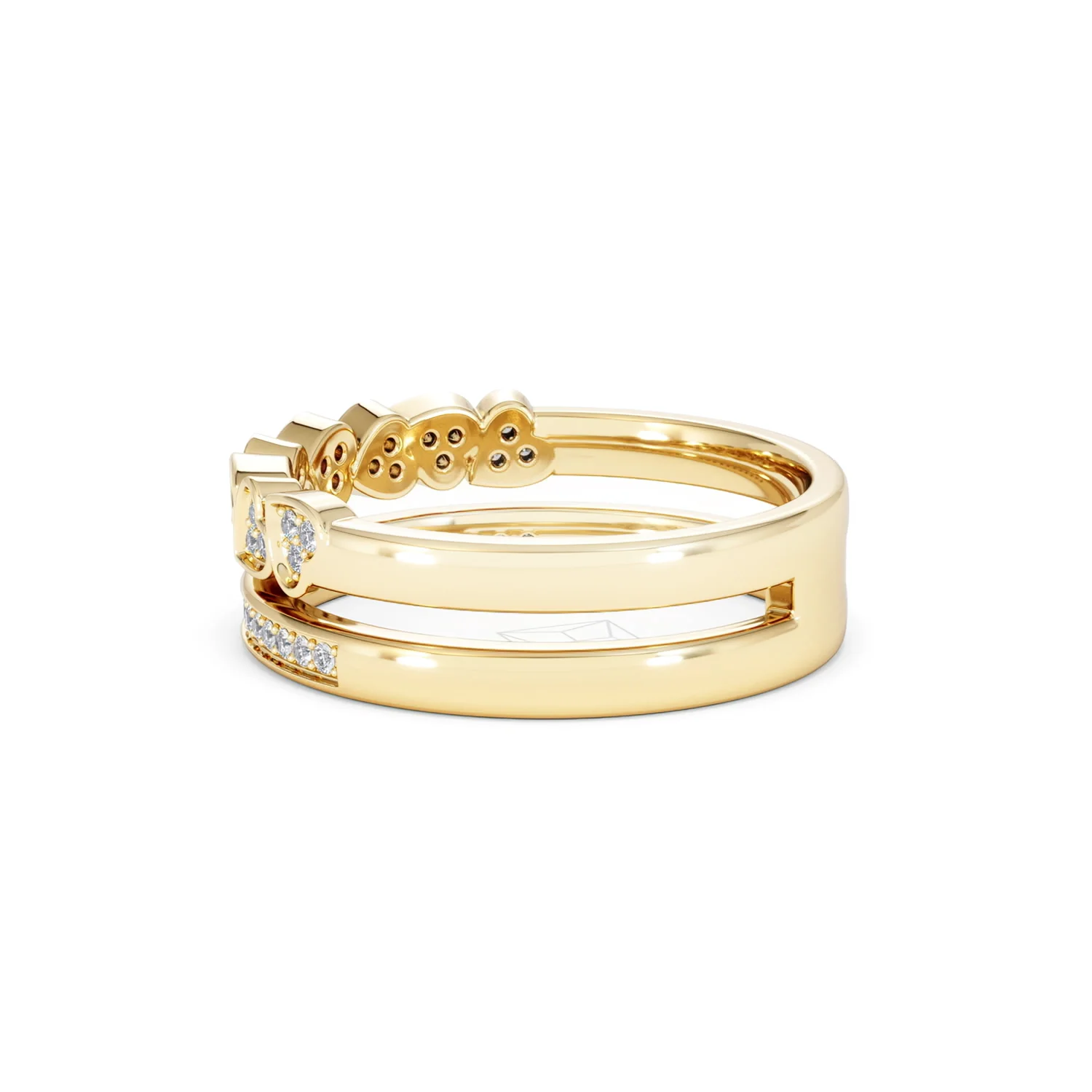 Double Heart Band Stacking Ring Lab Diamond 0.20ct in 18K Gold Vermeil - Image 65