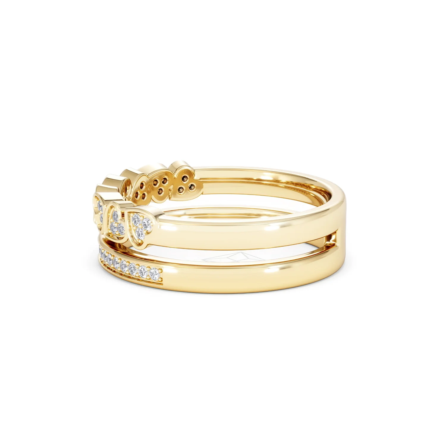 Double Heart Band Stacking Ring Lab Diamond 0.20ct in 18K Gold Vermeil - Image 68