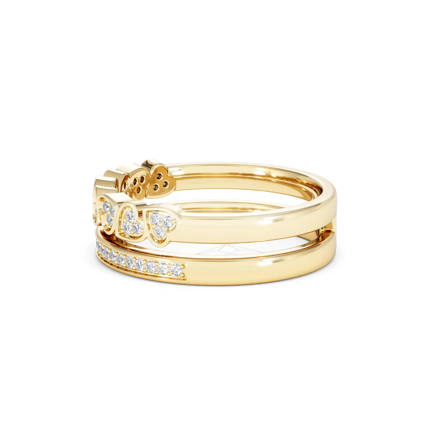 Double Heart Band Stacking Ring Lab Diamond 0.20ct in 18K Gold Vermeil - Image 71