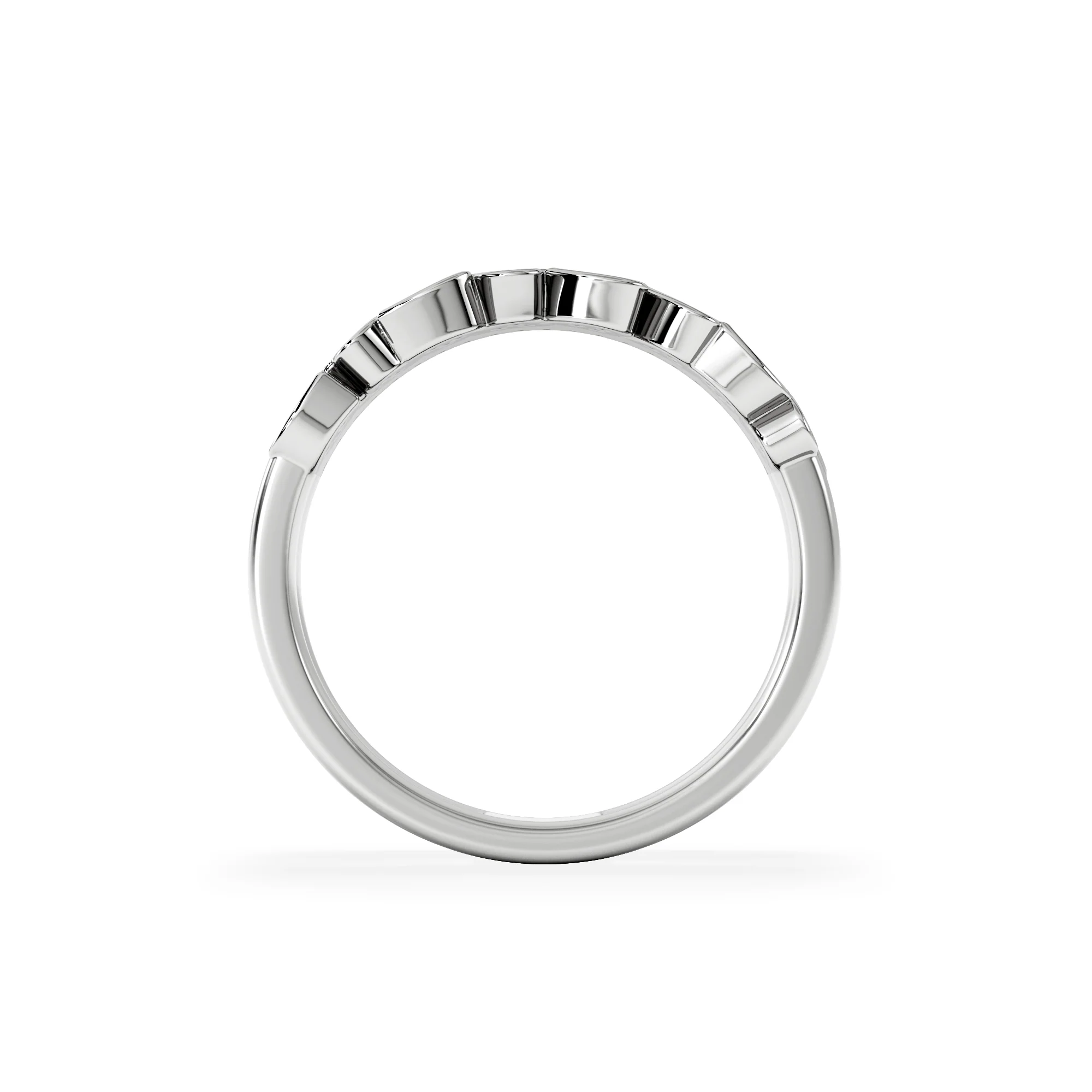 Double Heart Band Stacking Ring Lab Diamond 0.20ct in 925 Silver - Image 3