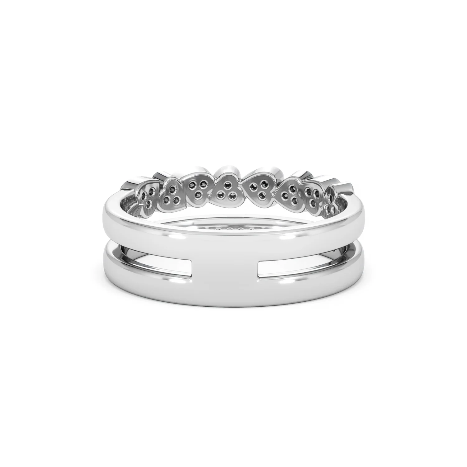 Double Heart Band Stacking Ring Lab Diamond 0.20ct in 925 Silver - Image 50