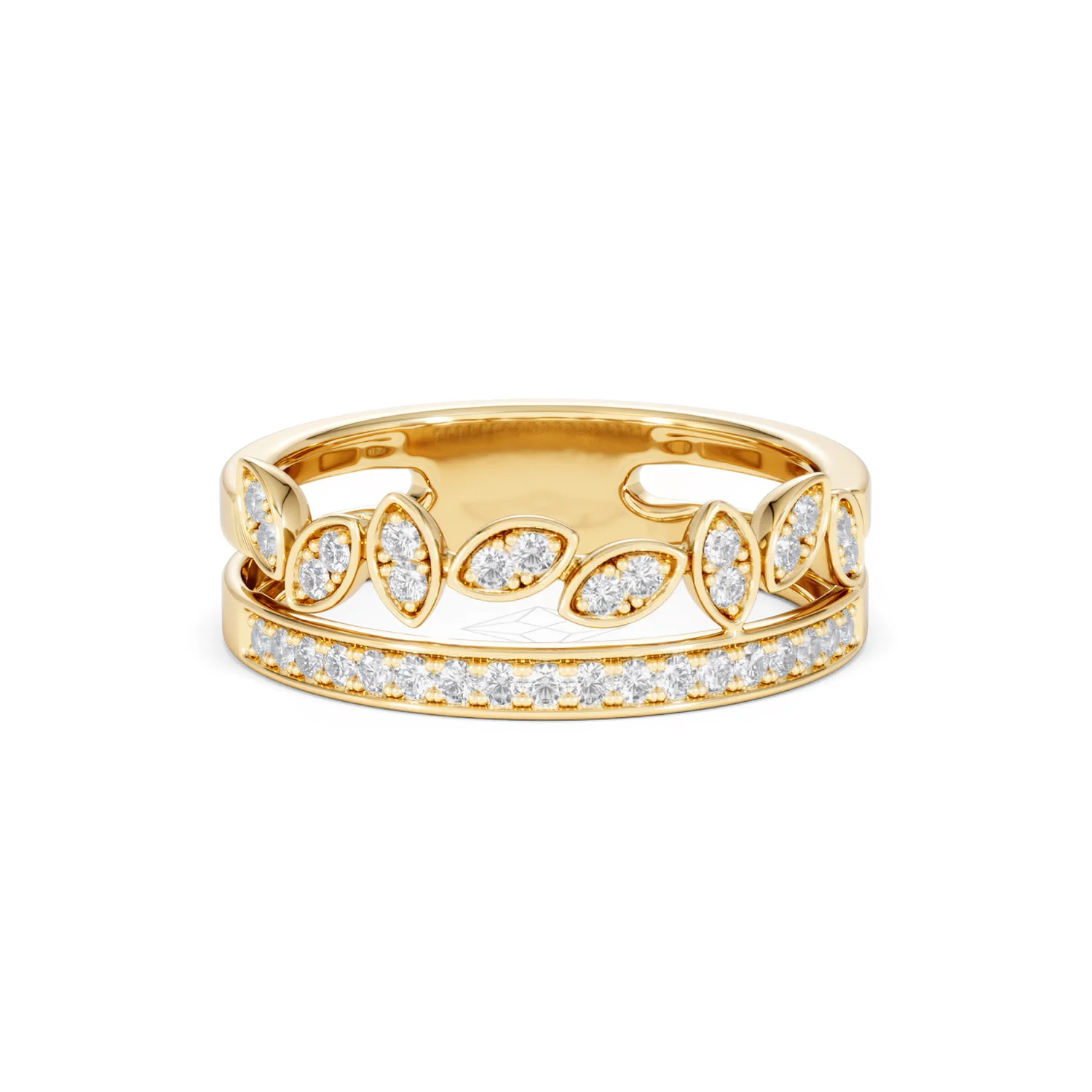 Double Band Stacking Ring Lab Diamond 0.25ct in 18K Gold Vermeil - Image 11