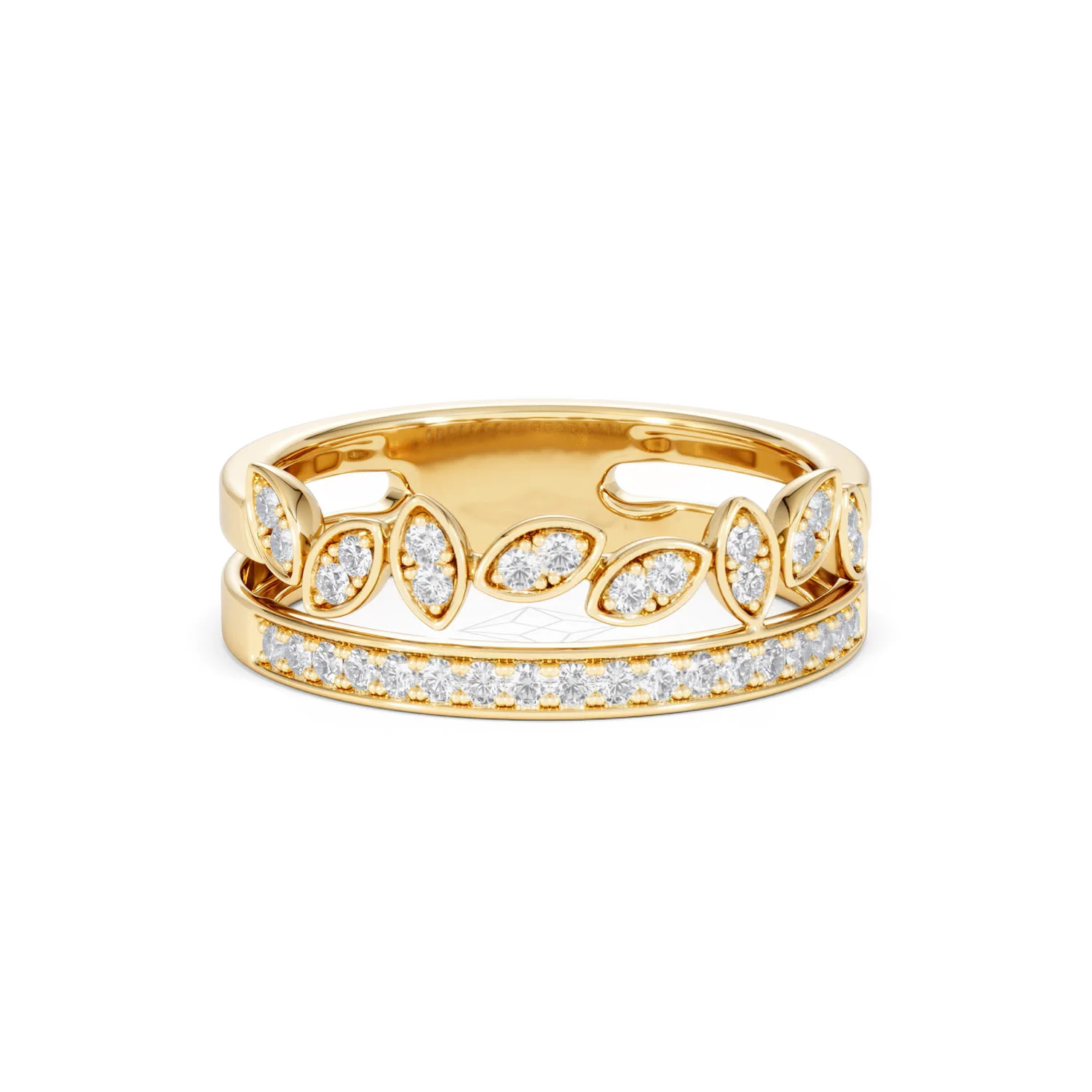 Double Band Stacking Ring Lab Diamond 0.25ct in 18K Gold Vermeil - Image 12