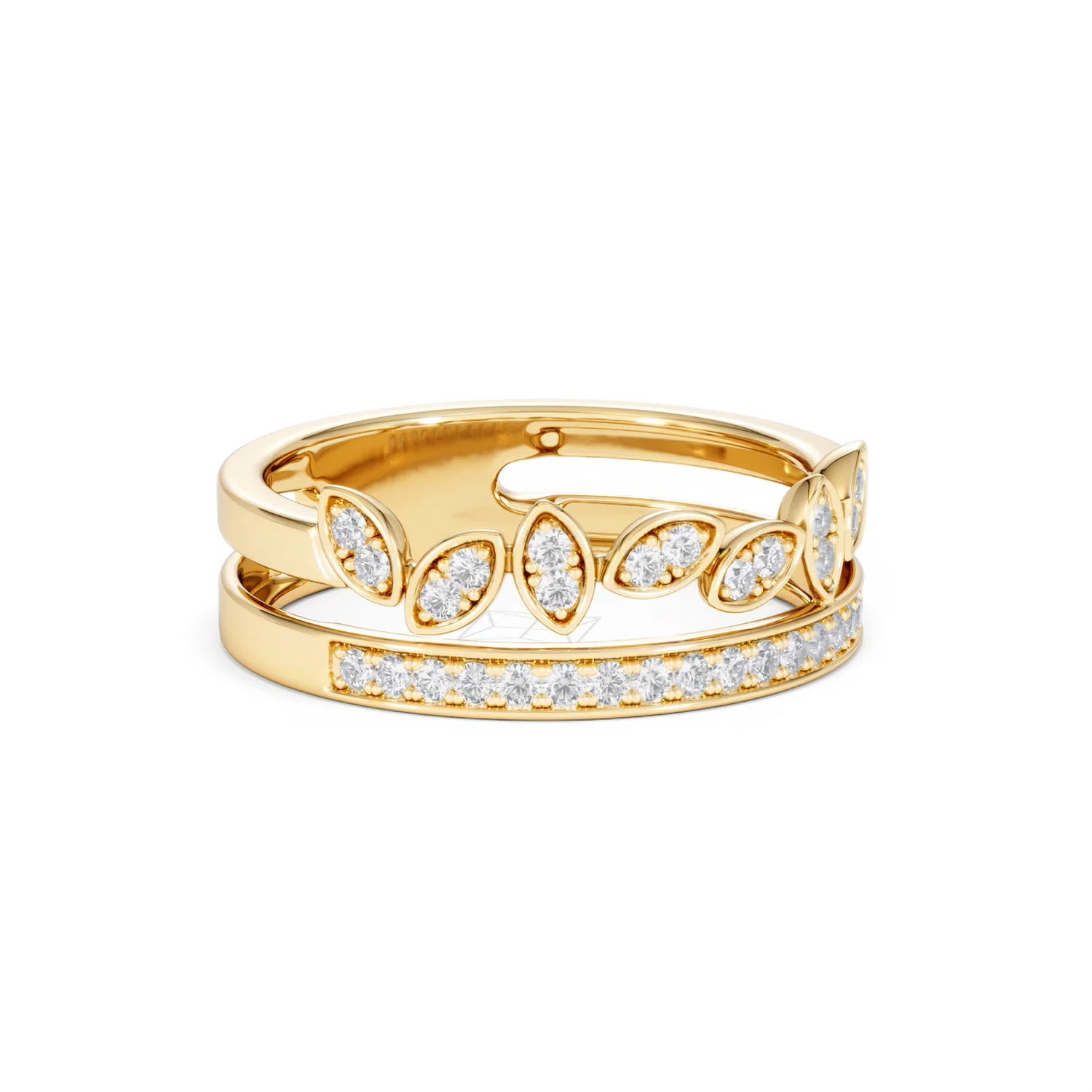 Double Band Stacking Ring Lab Diamond 0.25ct in 18K Gold Vermeil - Image 17
