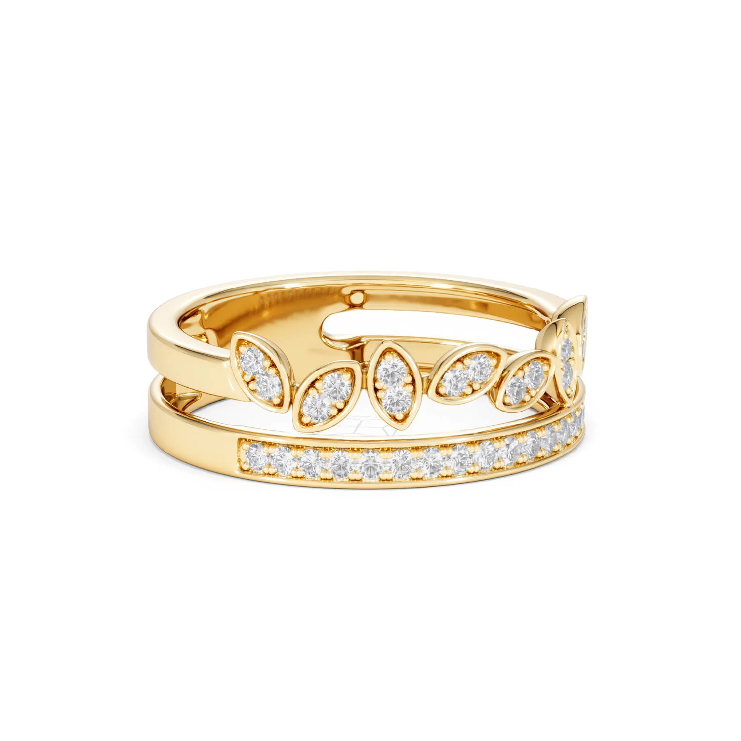 Double Band Stacking Ring Lab Diamond 0.25ct in 18K Gold Vermeil - Image 18