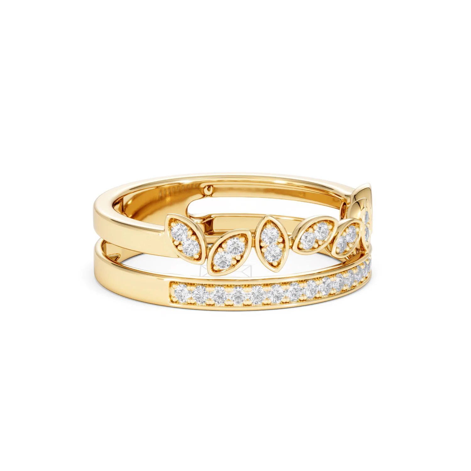 Double Band Stacking Ring Lab Diamond 0.25ct in 18K Gold Vermeil - Image 20