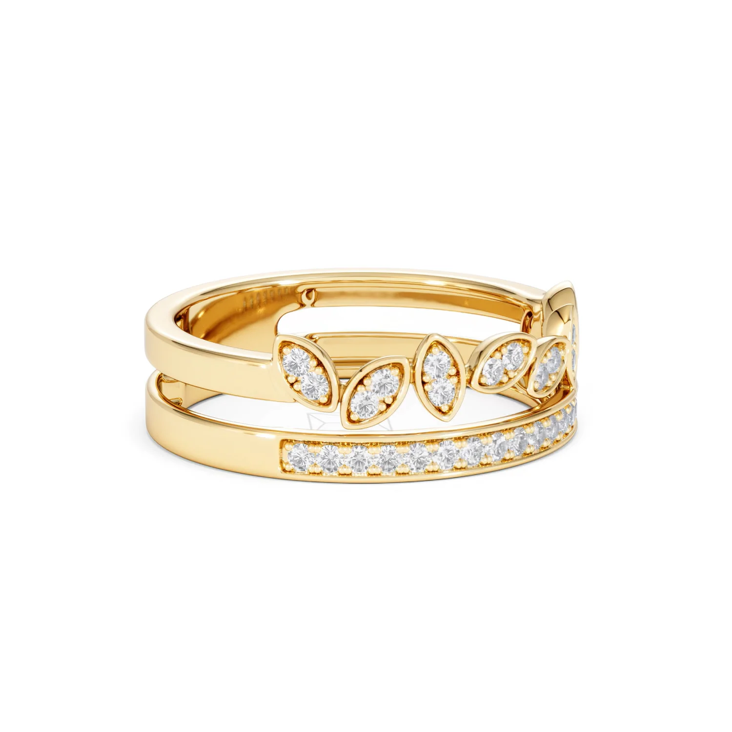 Double Band Stacking Ring Lab Diamond 0.25ct in 18K Gold Vermeil - Image 21