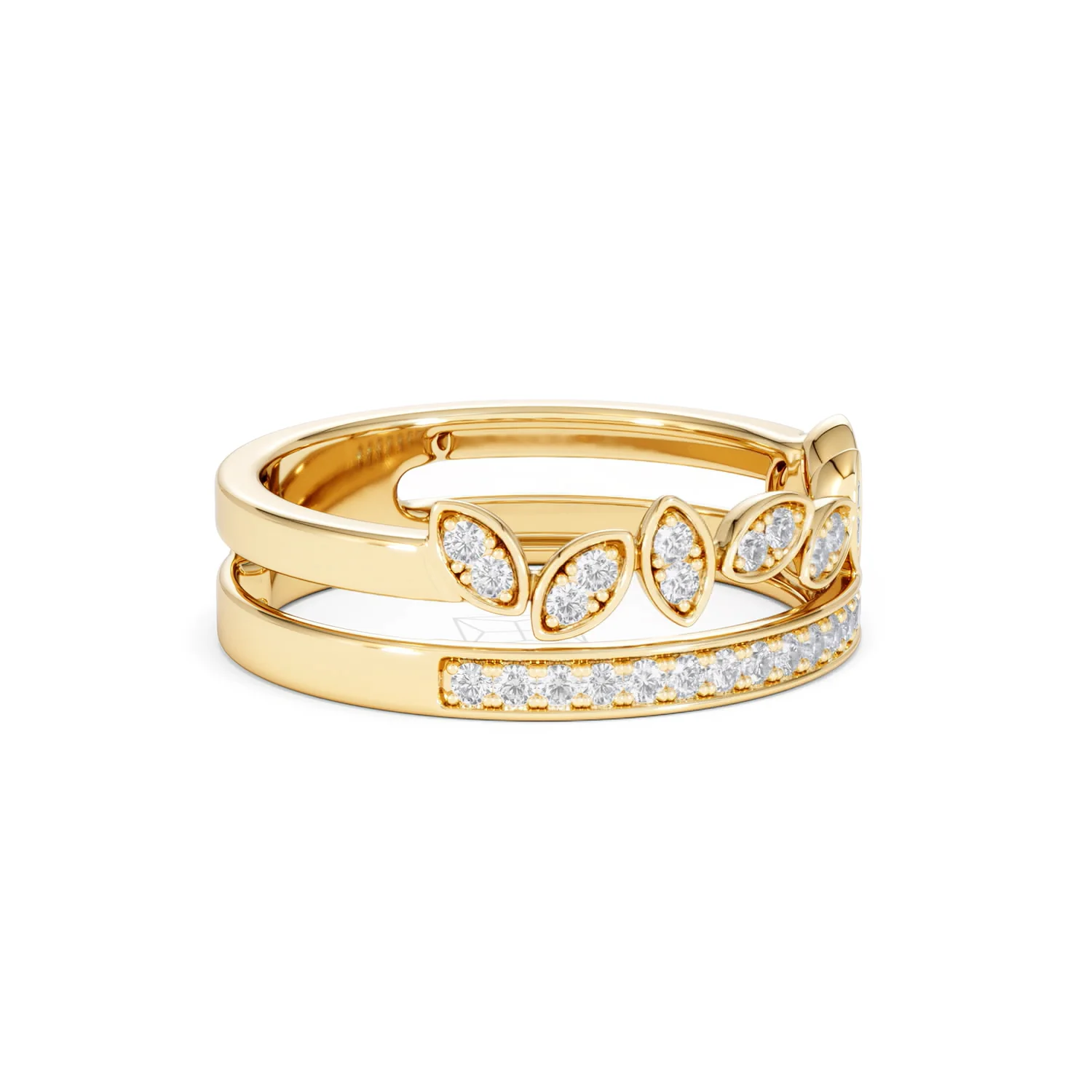 Double Band Stacking Ring Lab Diamond 0.25ct in 18K Gold Vermeil - Image 22