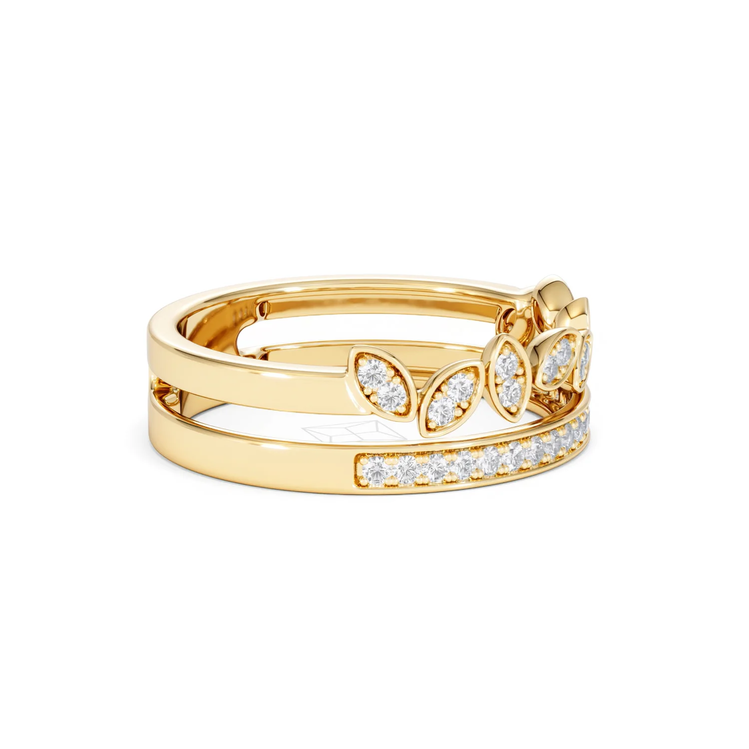 Double Band Stacking Ring Lab Diamond 0.25ct in 18K Gold Vermeil - Image 25
