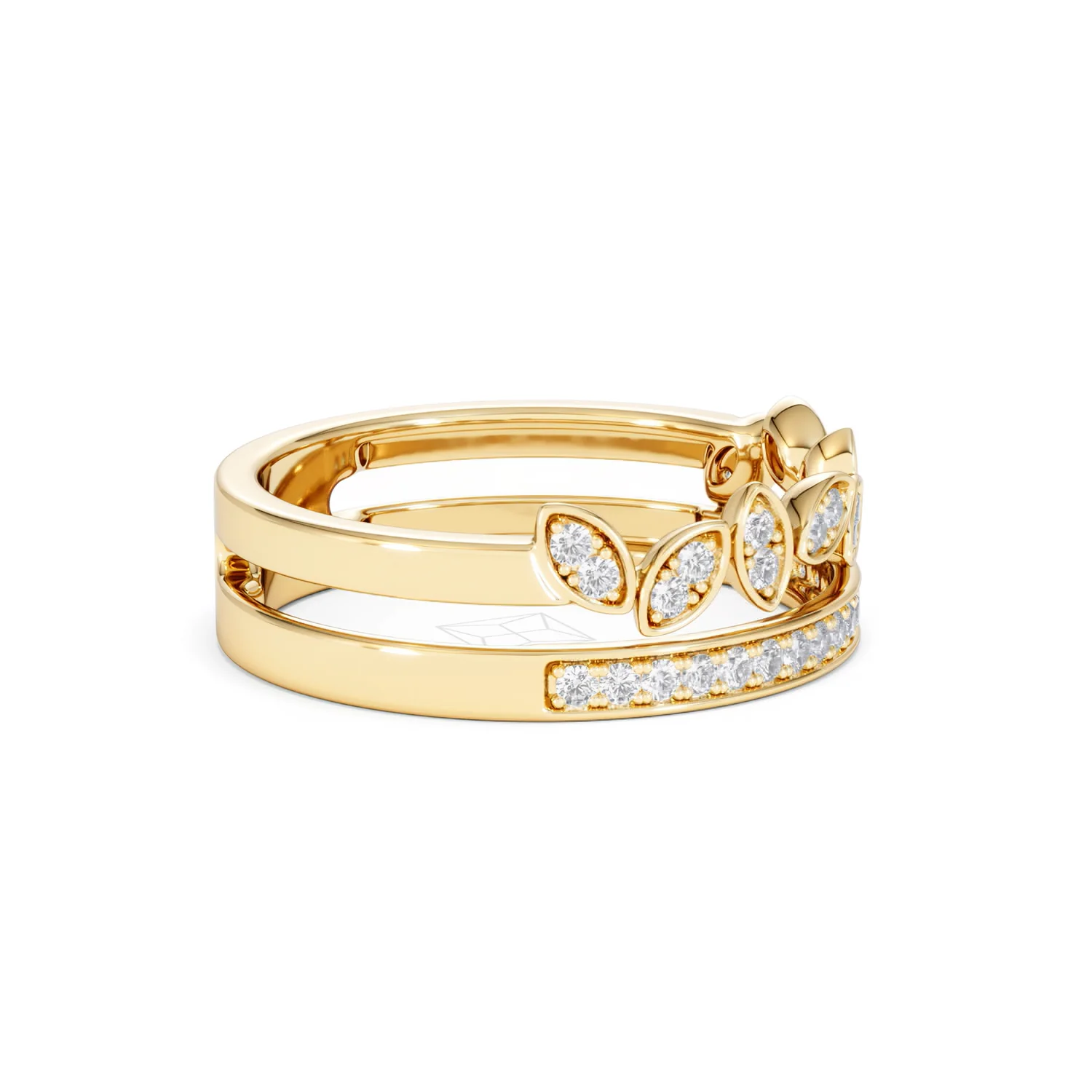 Double Band Stacking Ring Lab Diamond 0.25ct in 18K Gold Vermeil - Image 26