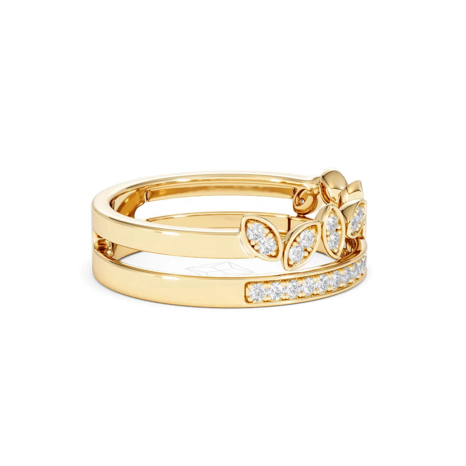 Double Band Stacking Ring Lab Diamond 0.25ct in 18K Gold Vermeil - Image 27