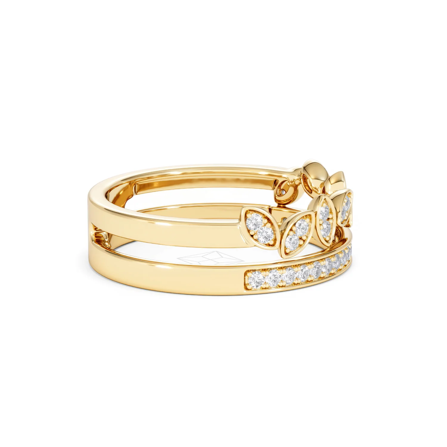 Double Band Stacking Ring Lab Diamond 0.25ct in 18K Gold Vermeil - Image 28