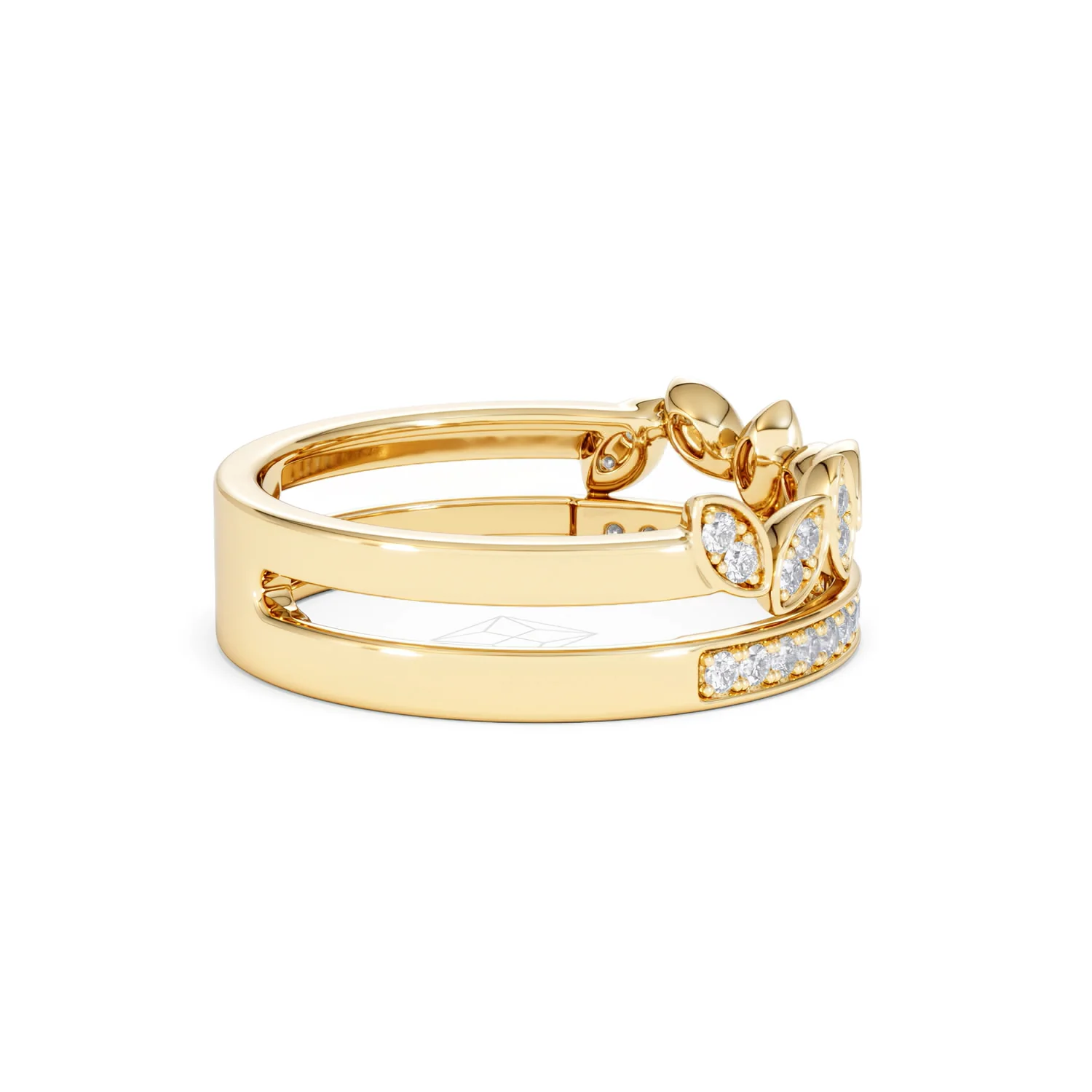 Double Band Stacking Ring Lab Diamond 0.25ct in 18K Gold Vermeil - Image 32