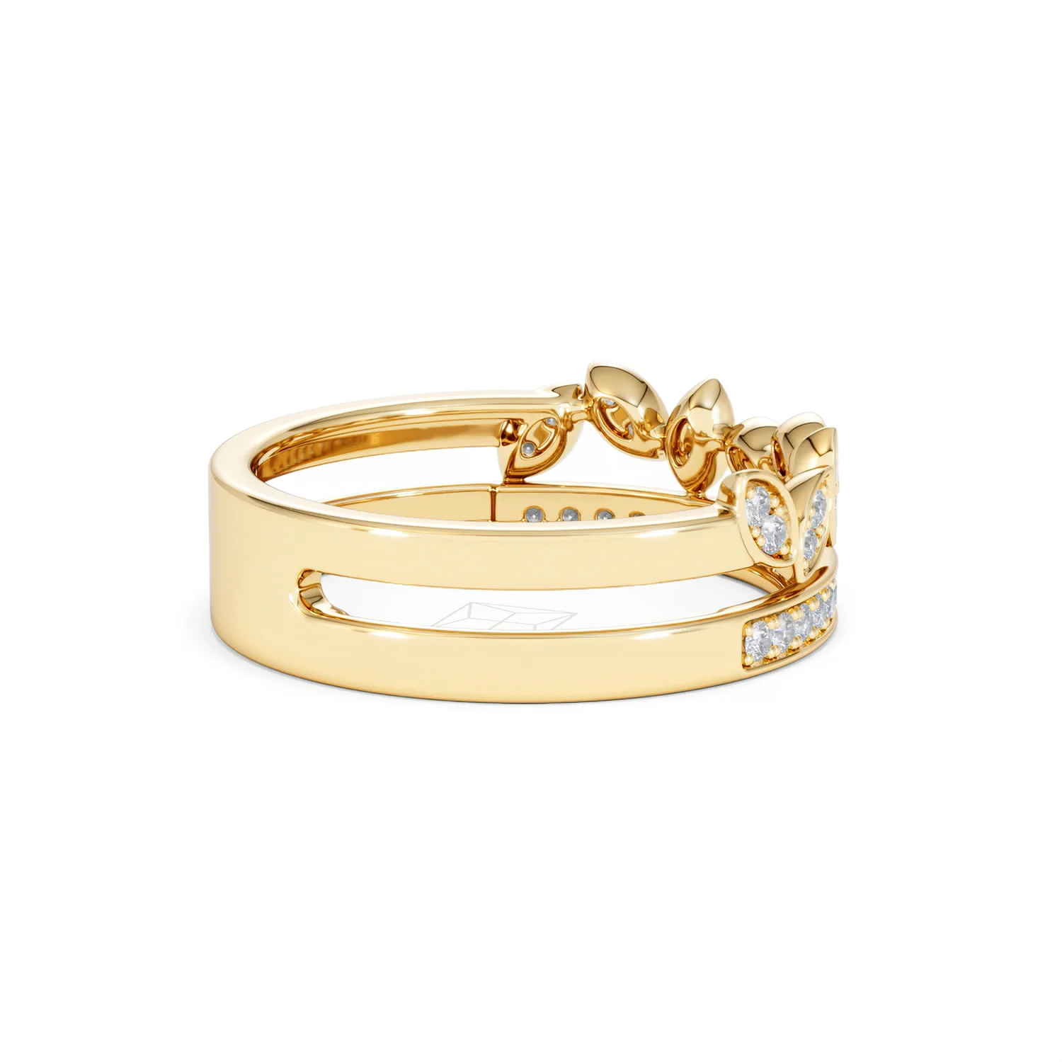 Double Band Stacking Ring Lab Diamond 0.25ct in 18K Gold Vermeil - Image 35