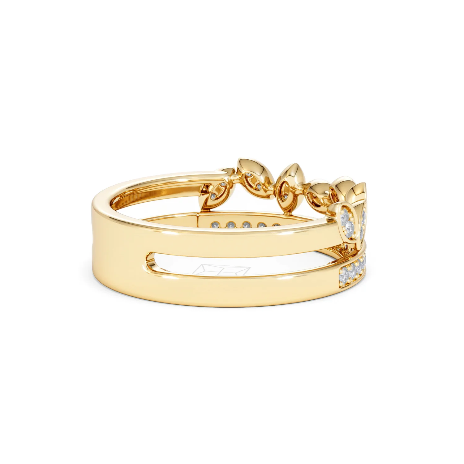 Double Band Stacking Ring Lab Diamond 0.25ct in 18K Gold Vermeil - Image 37