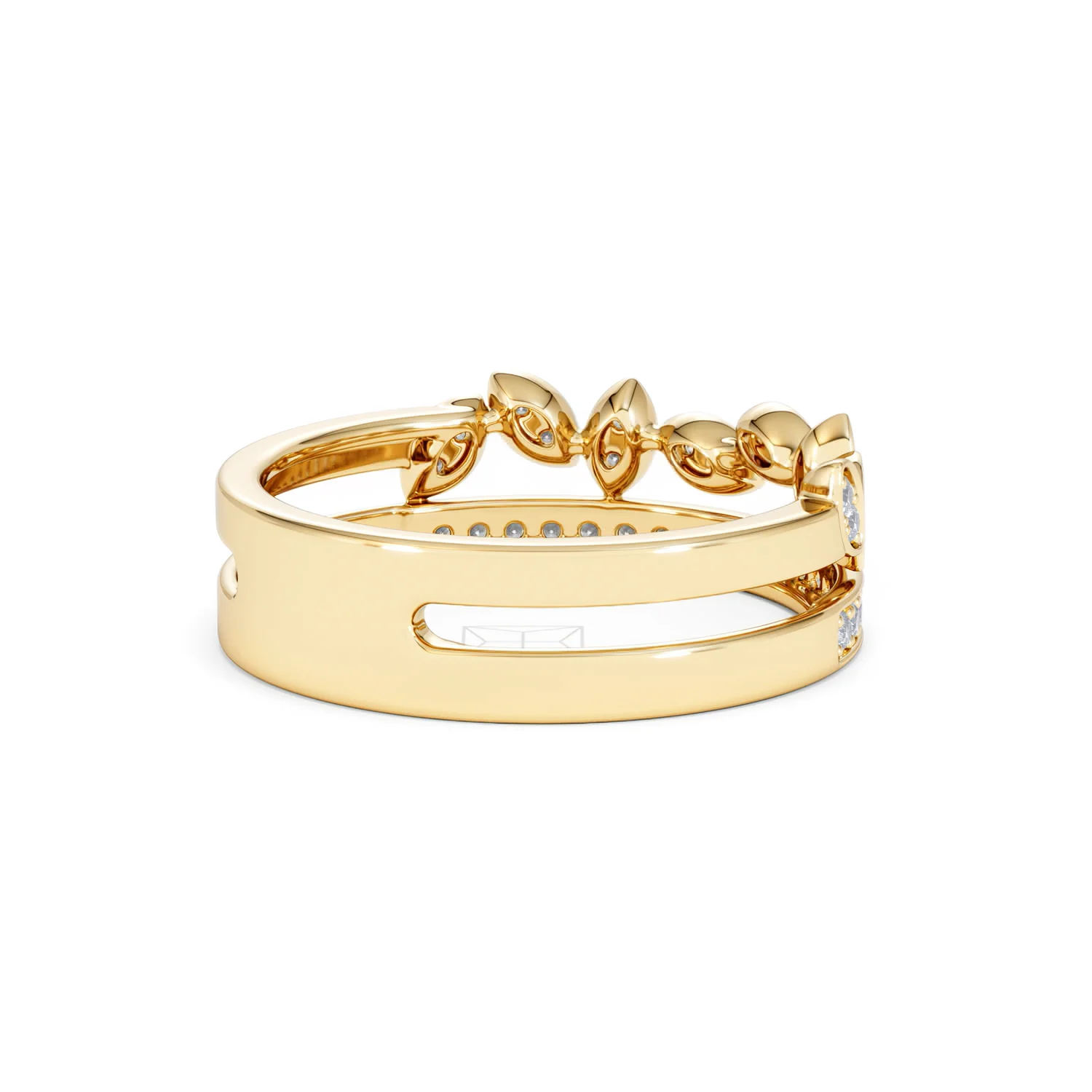 Double Band Stacking Ring Lab Diamond 0.25ct in 18K Gold Vermeil - Image 40