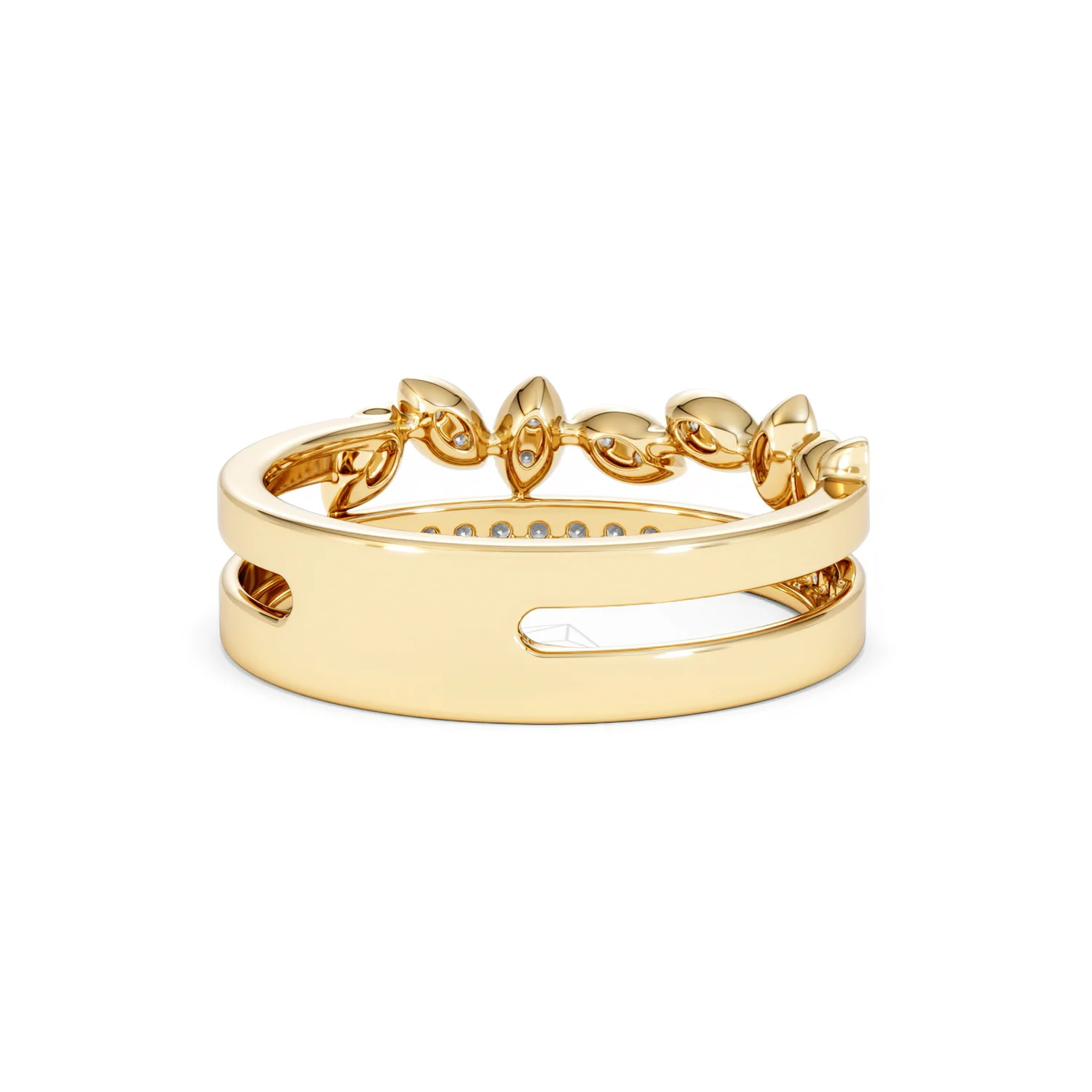 Double Band Stacking Ring Lab Diamond 0.25ct in 18K Gold Vermeil - Image 44