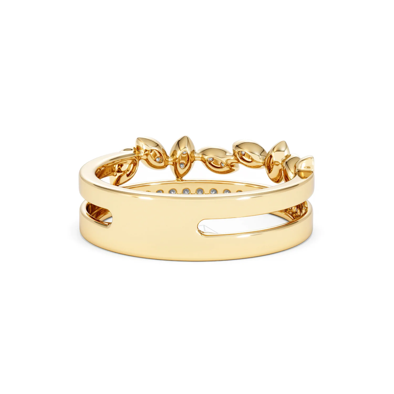 Double Band Stacking Ring Lab Diamond 0.25ct in 18K Gold Vermeil - Image 45