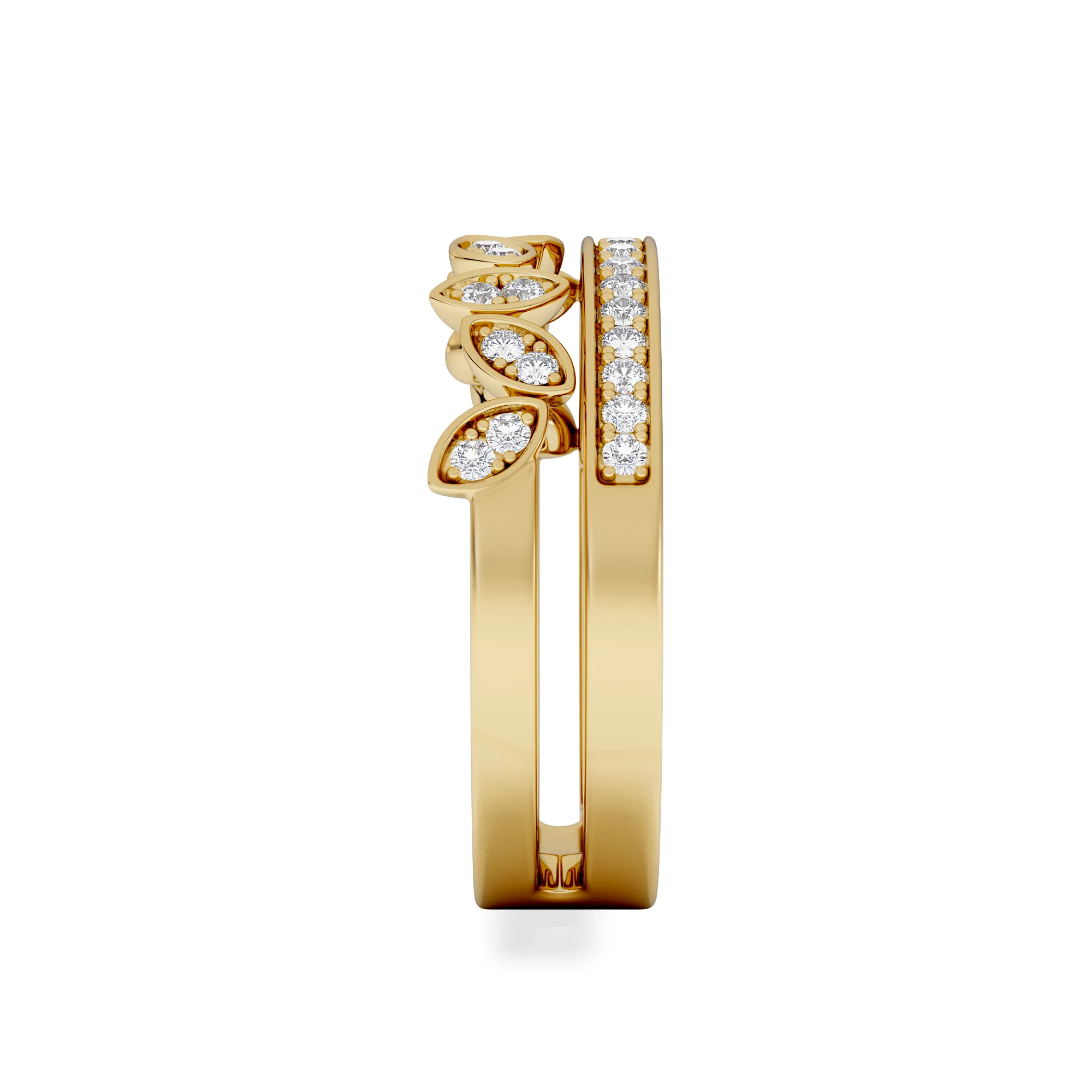 Double Band Stacking Ring Lab Diamond 0.25ct in 18K Gold Vermeil - Image 5