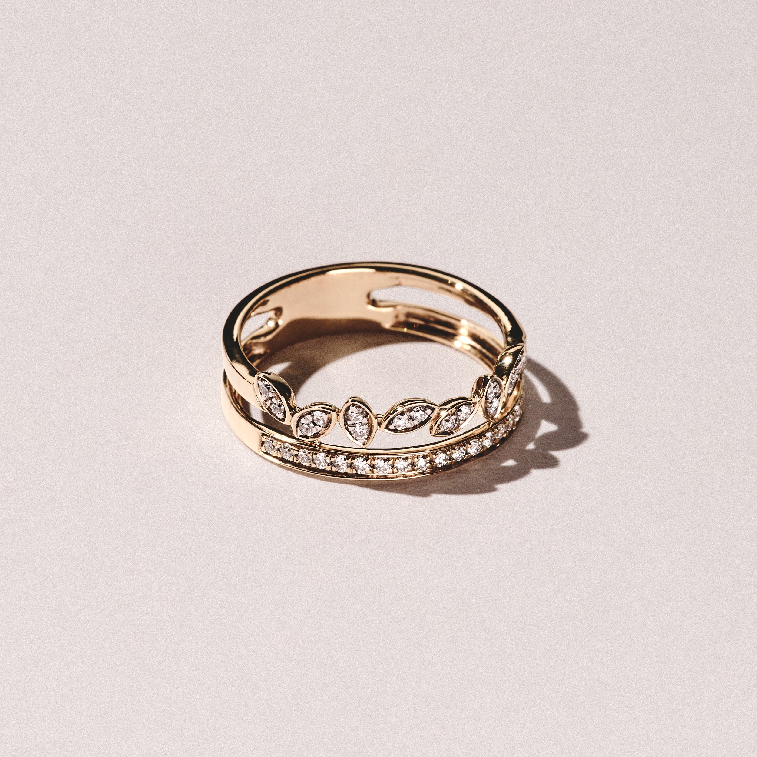 Double Band Stacking Ring Lab Diamond 0.25ct in 18K Gold Vermeil - Image 6