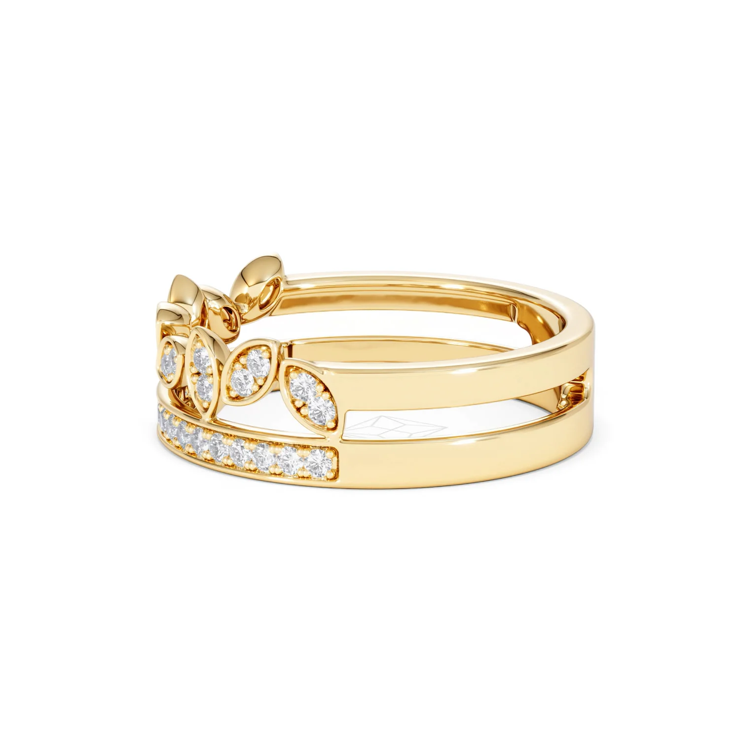 Double Band Stacking Ring Lab Diamond 0.25ct in 18K Gold Vermeil - Image 72