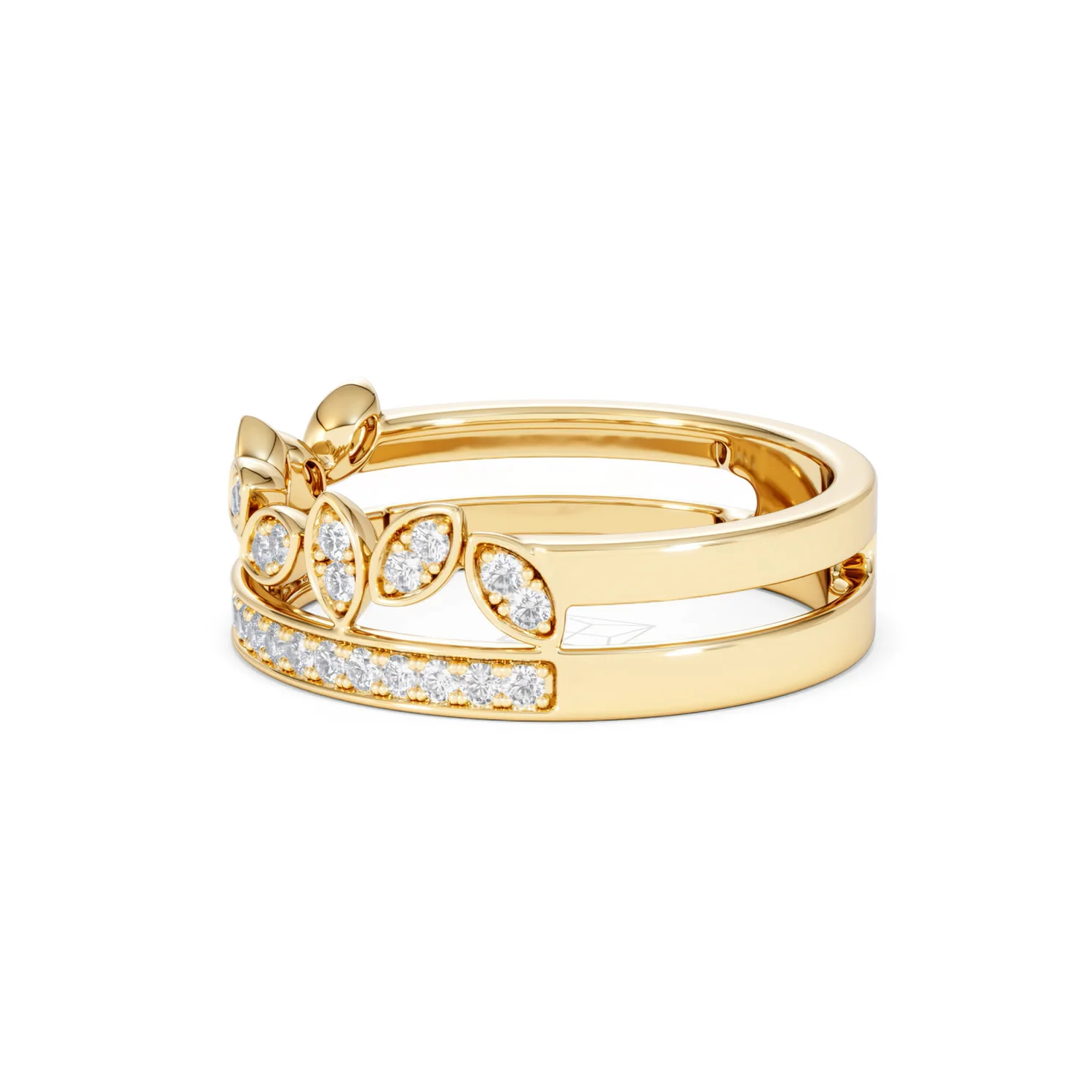 Double Band Stacking Ring Lab Diamond 0.25ct in 18K Gold Vermeil - Image 74
