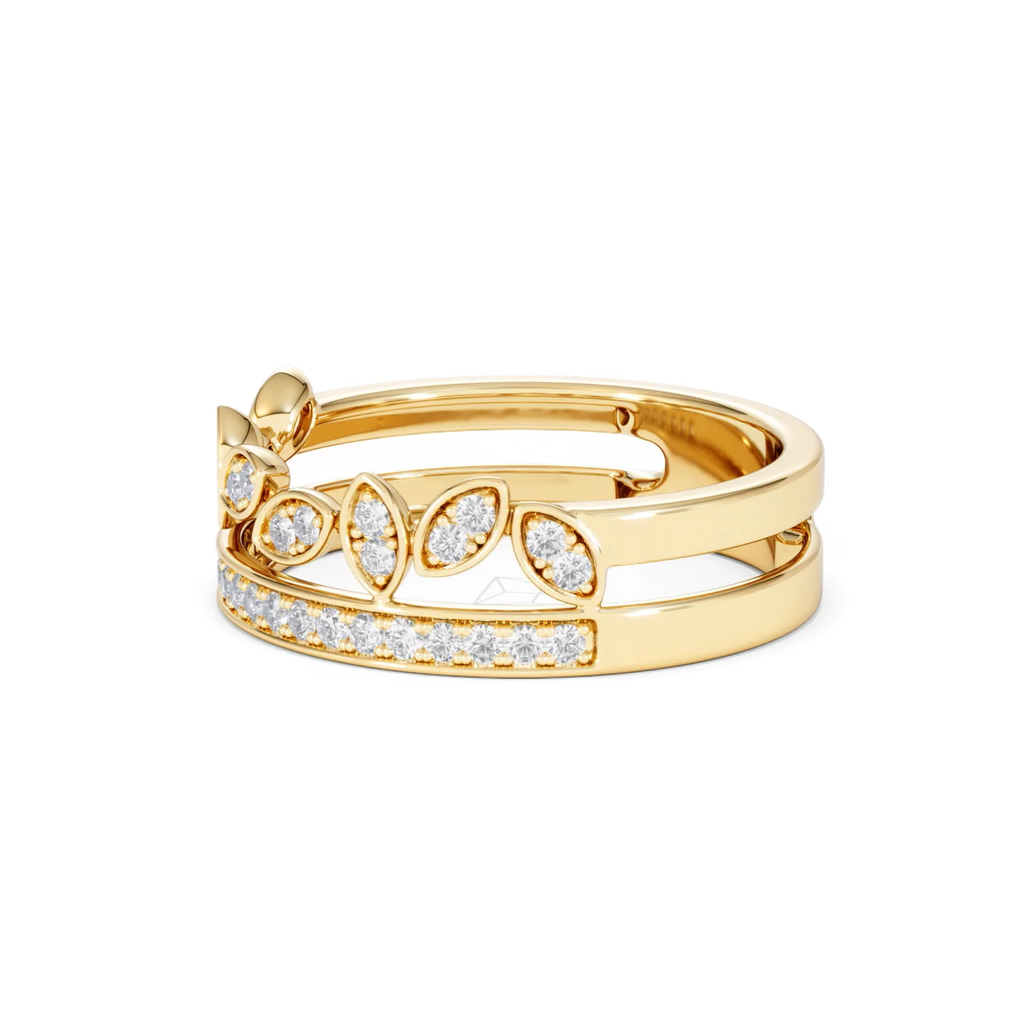 Double Band Stacking Ring Lab Diamond 0.25ct in 18K Gold Vermeil - Image 77