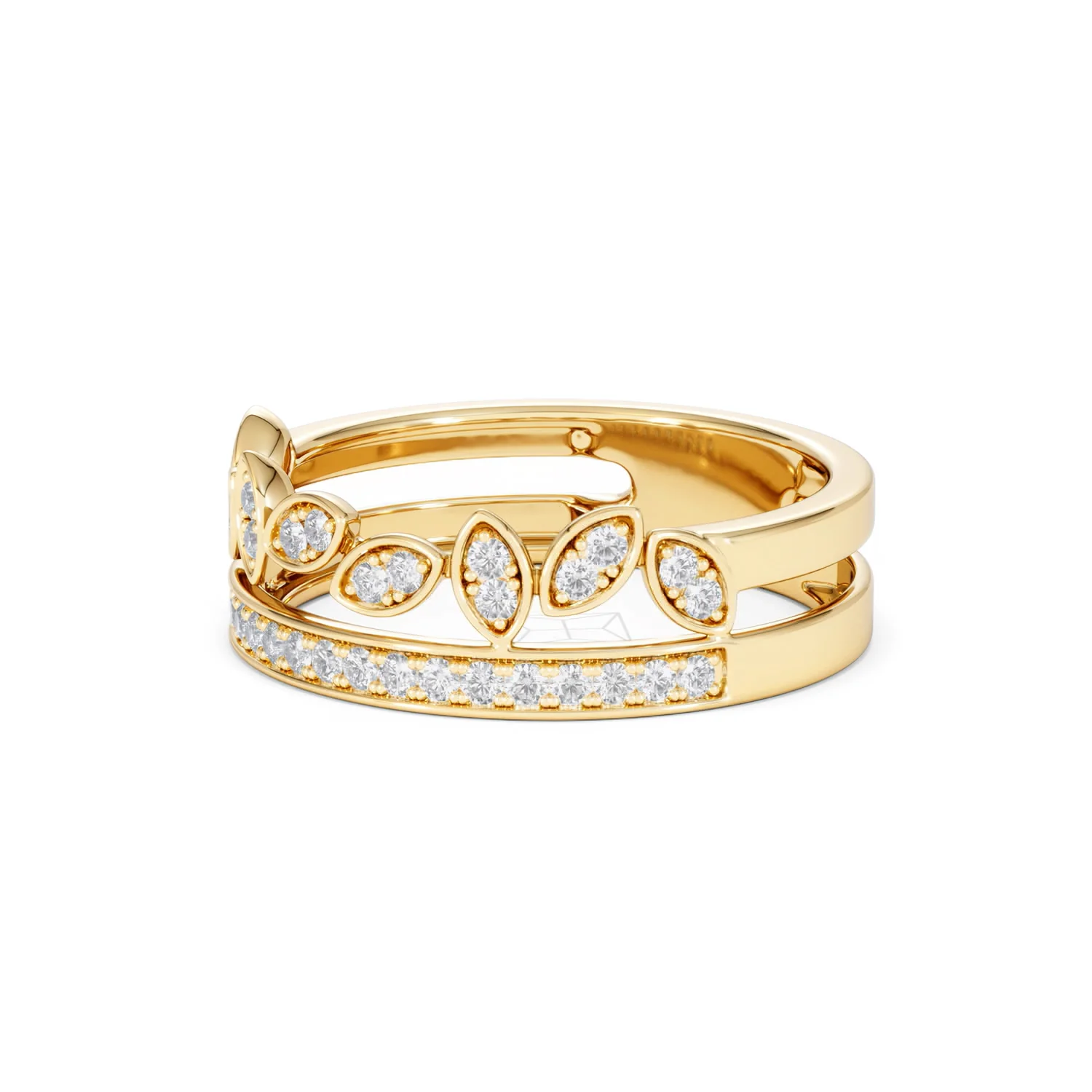 Double Band Stacking Ring Lab Diamond 0.25ct in 18K Gold Vermeil - Image 81