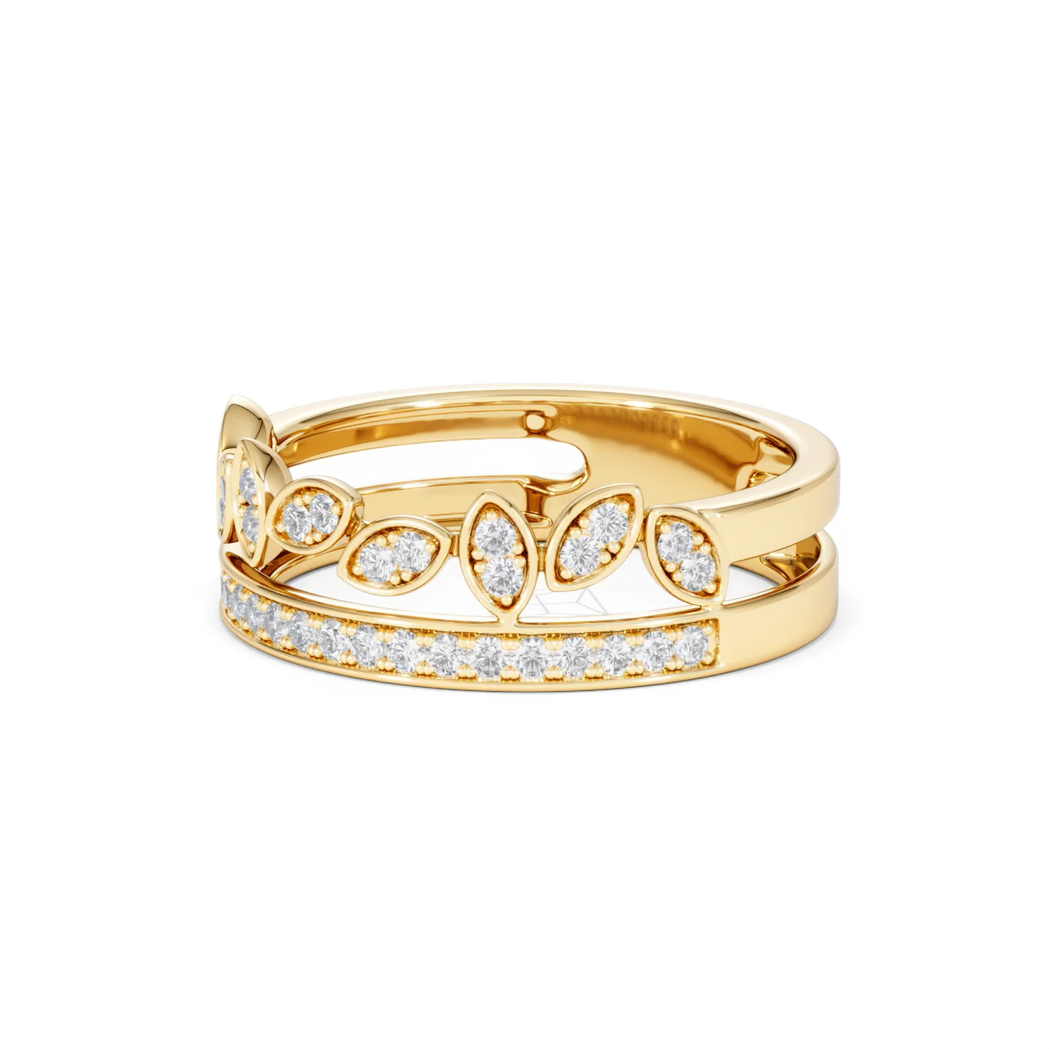 Double Band Stacking Ring Lab Diamond 0.25ct in 18K Gold Vermeil - Image 82
