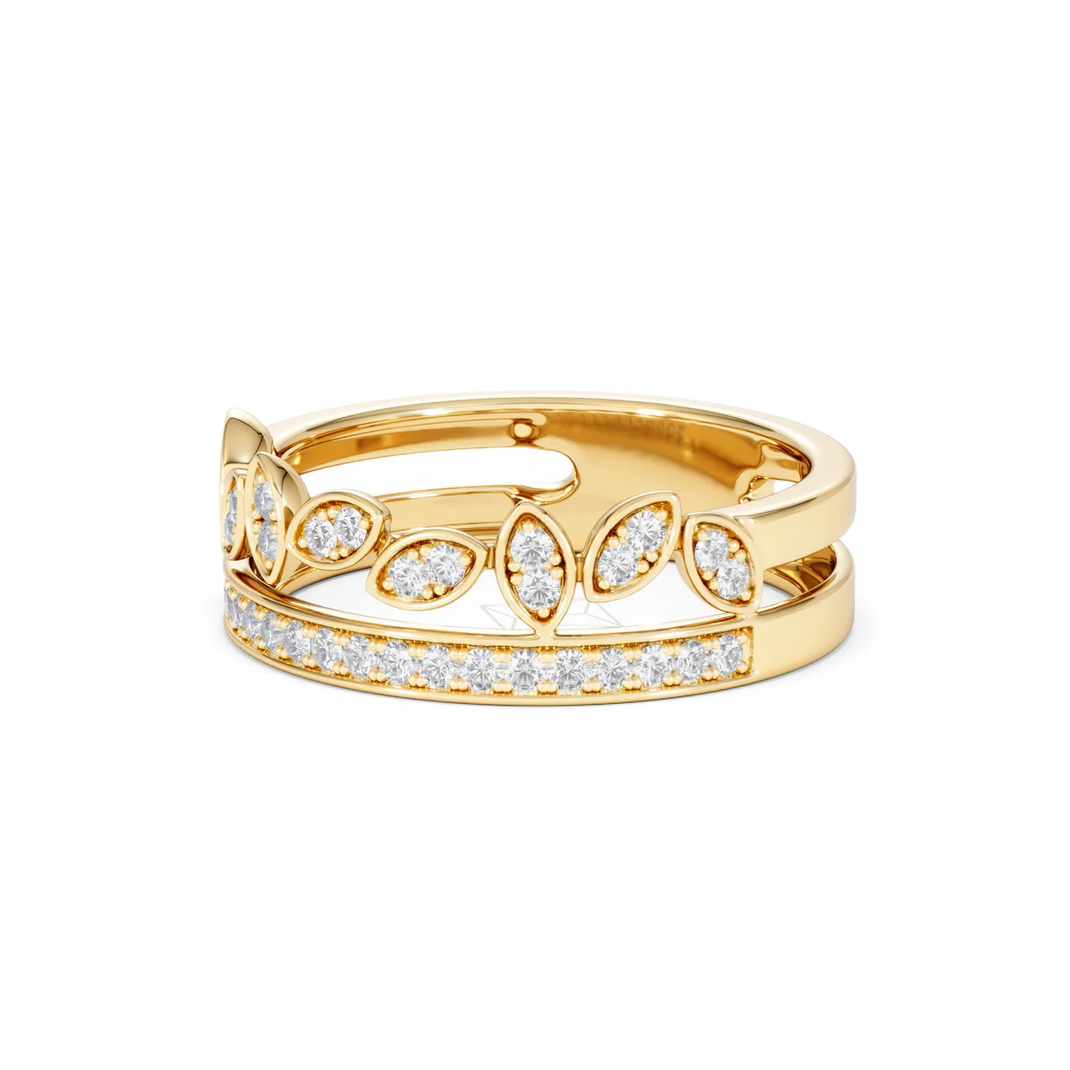 Double Band Stacking Ring Lab Diamond 0.25ct in 18K Gold Vermeil - Image 83