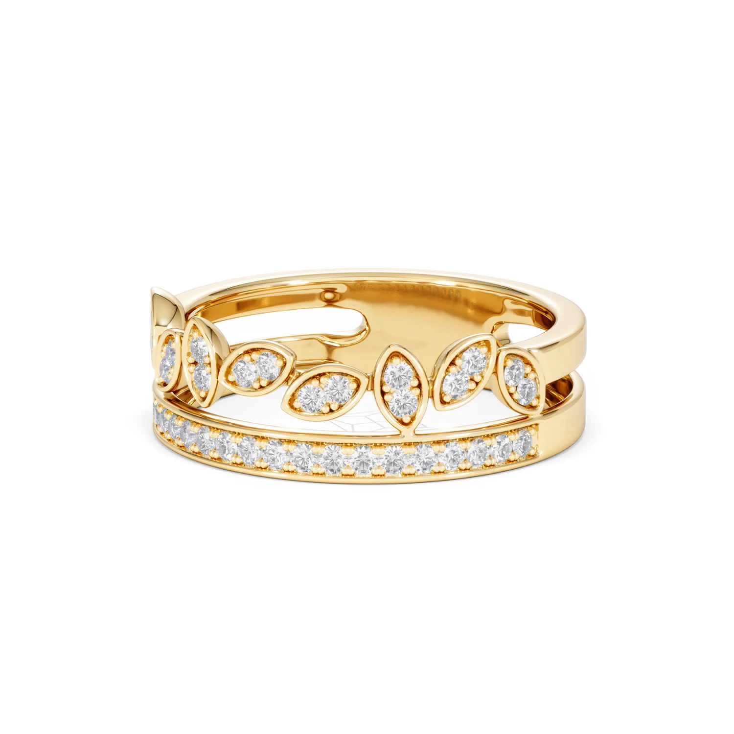 Double Band Stacking Ring Lab Diamond 0.25ct in 18K Gold Vermeil - Image 85