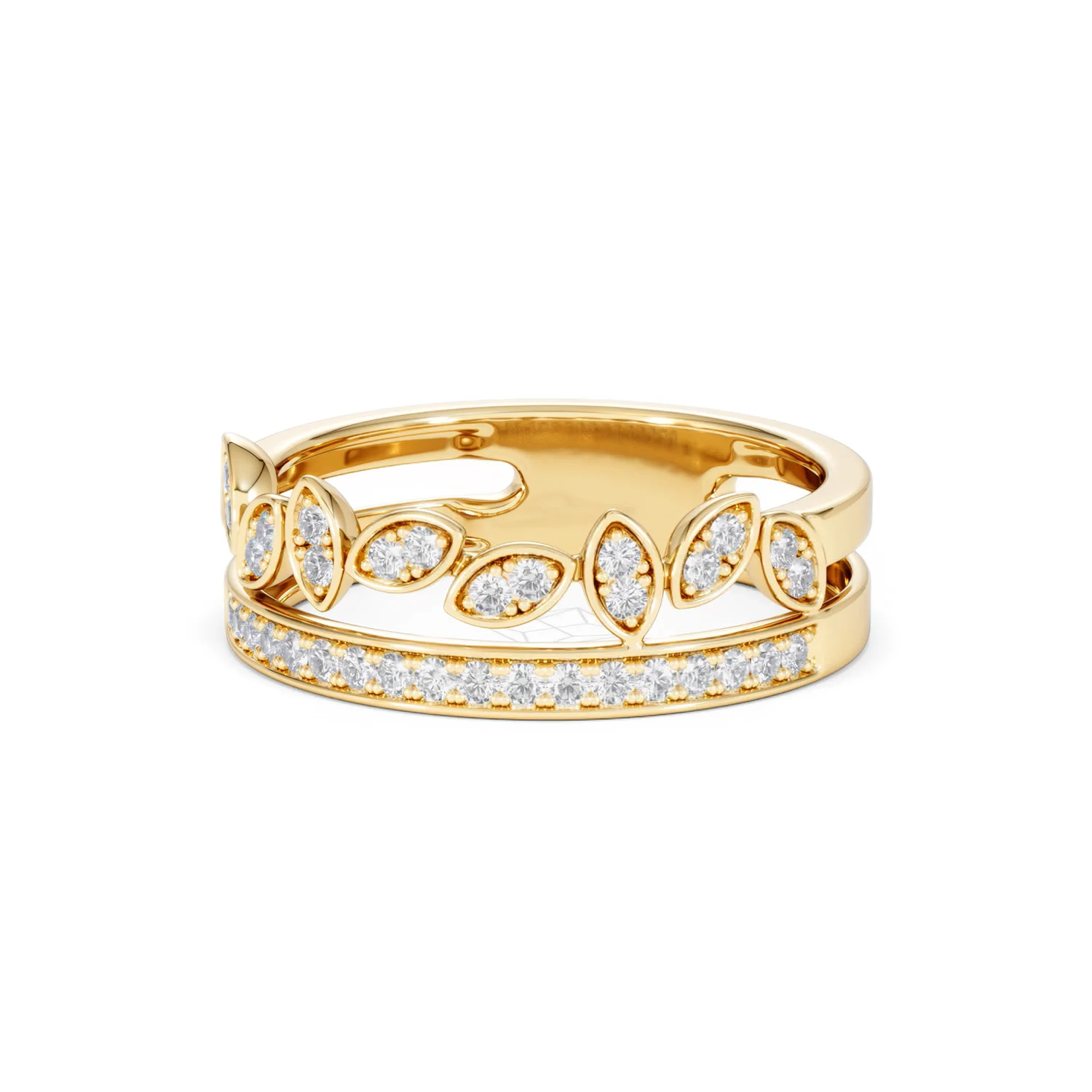 Double Band Stacking Ring Lab Diamond 0.25ct in 18K Gold Vermeil - Image 86