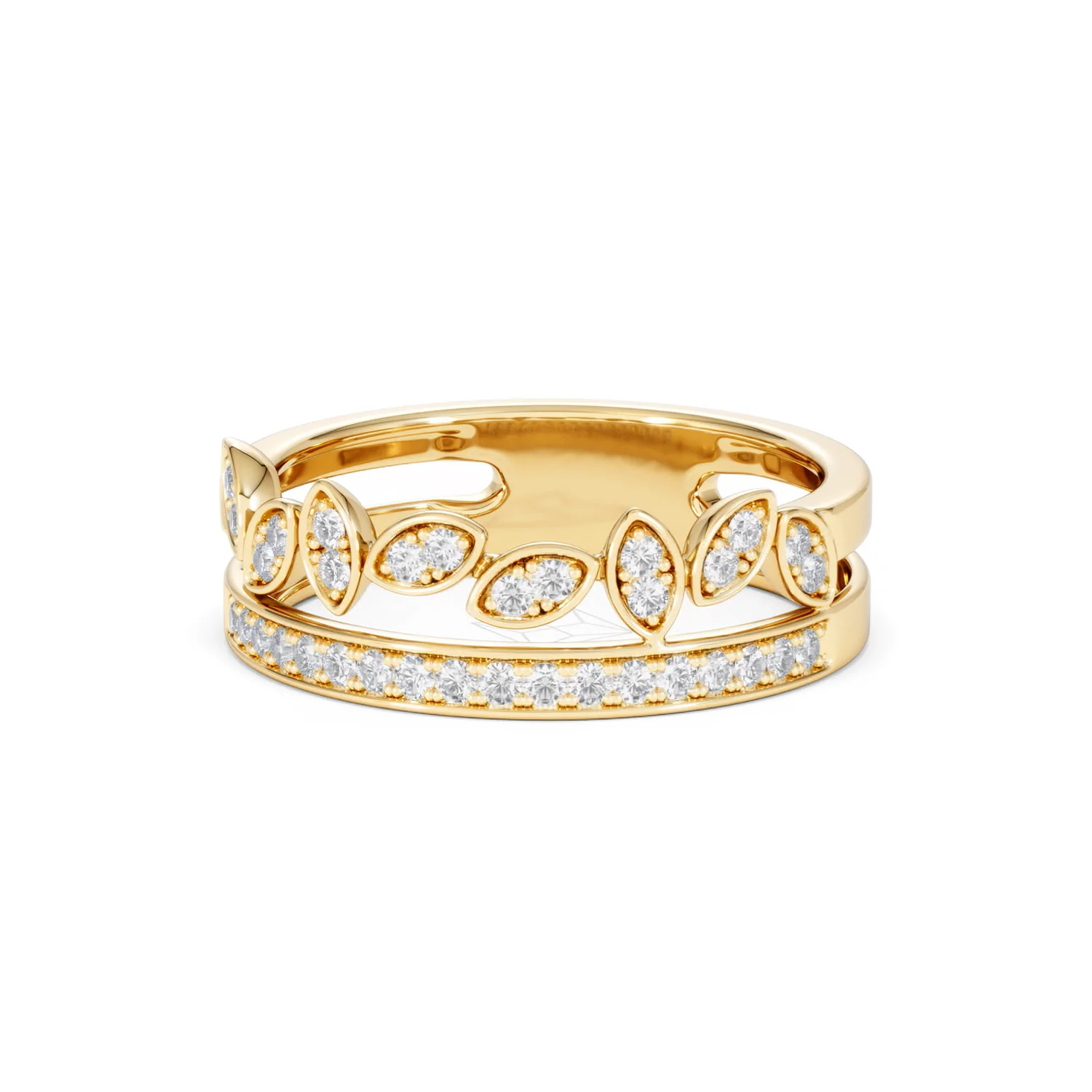 Double Band Stacking Ring Lab Diamond 0.25ct in 18K Gold Vermeil - Image 87