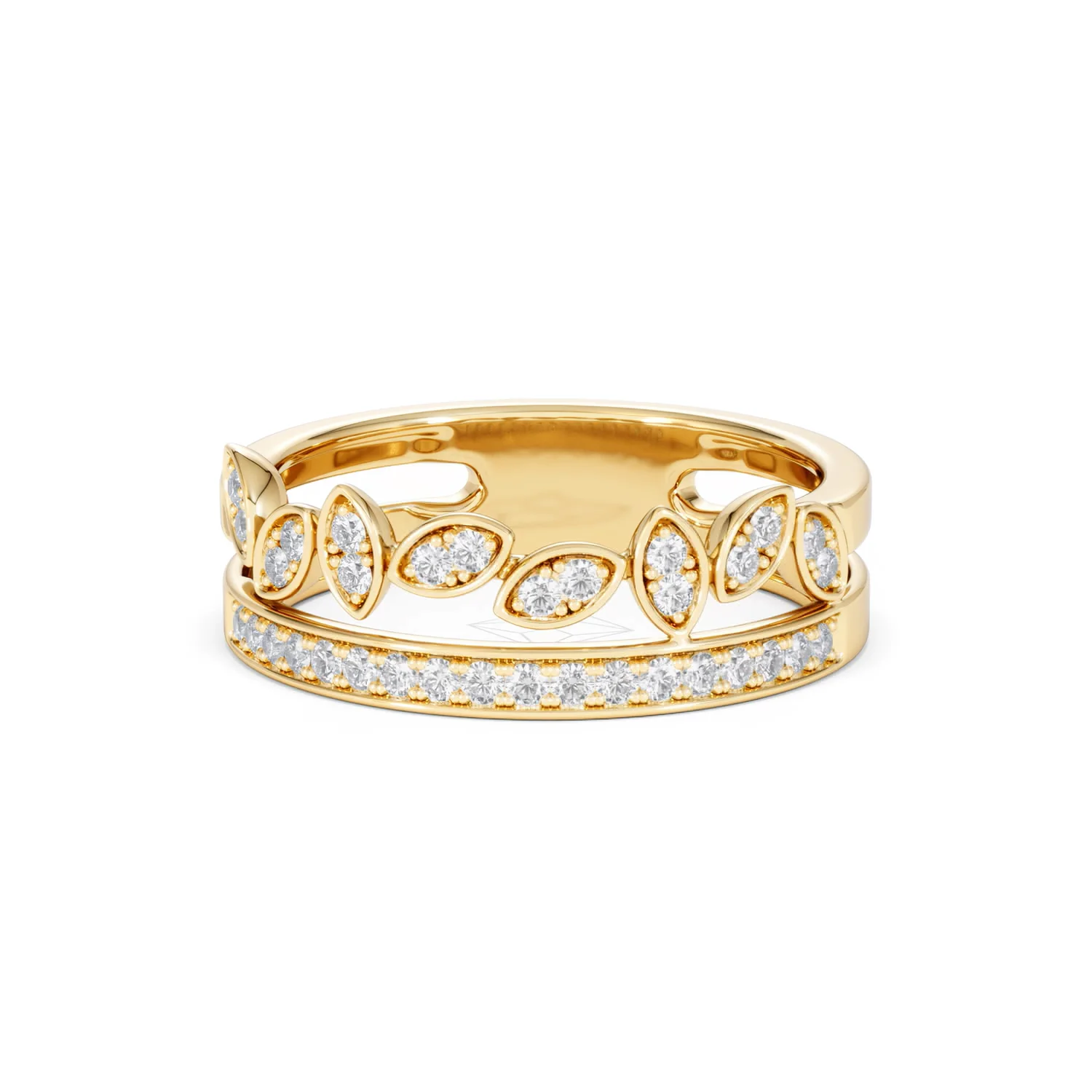 Double Band Stacking Ring Lab Diamond 0.25ct in 18K Gold Vermeil - Image 88