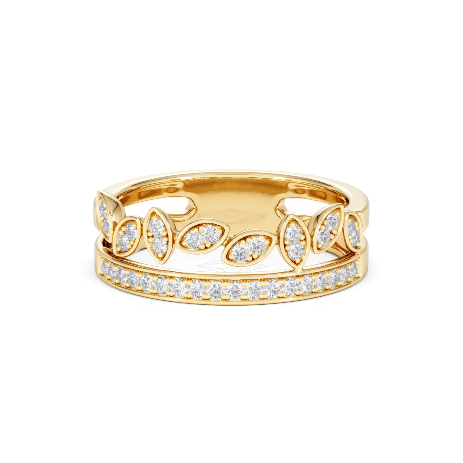 Double Band Stacking Ring Lab Diamond 0.25ct in 18K Gold Vermeil - Image 89