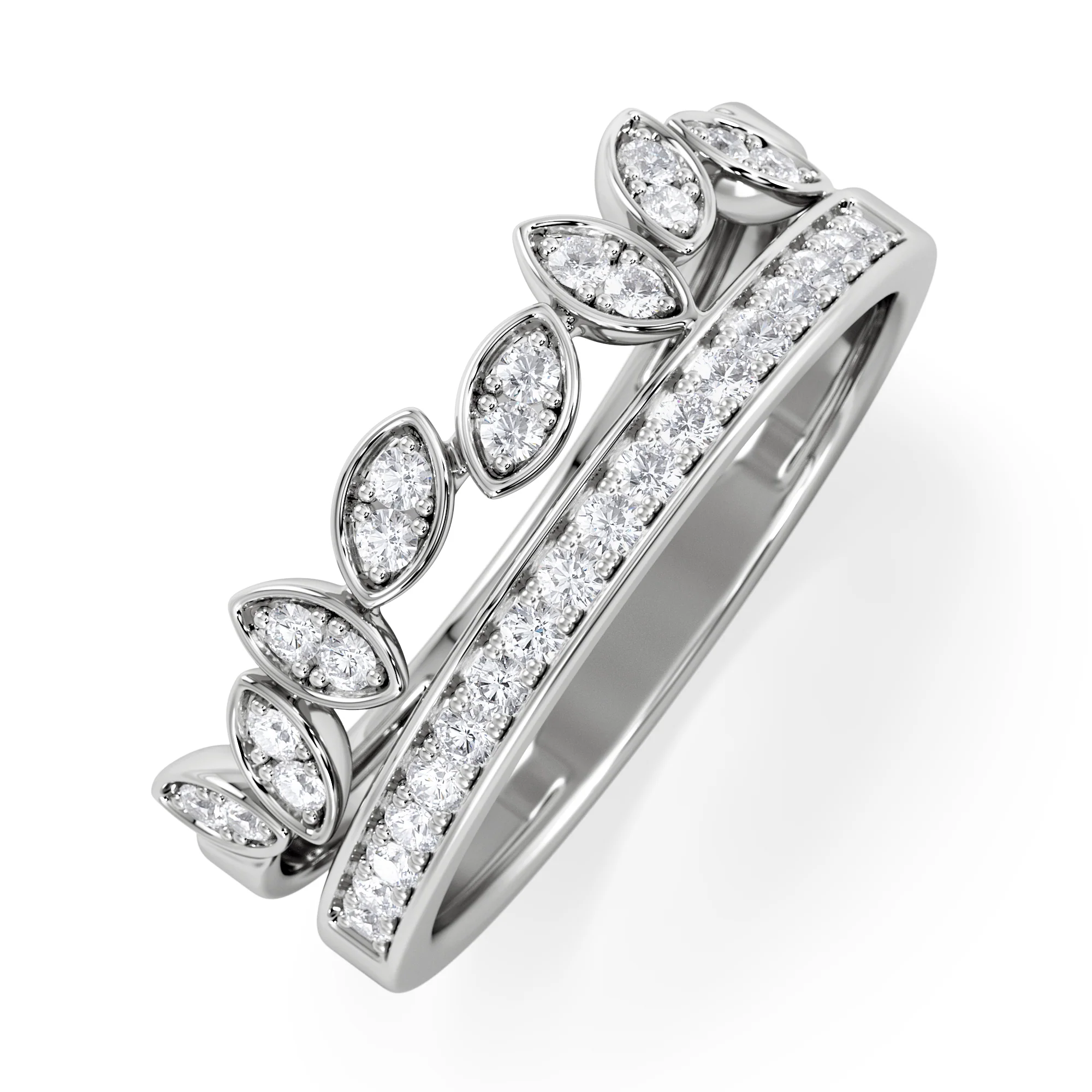Double Band Stacking Ring Lab Diamond 0.25ct in 925 Silver