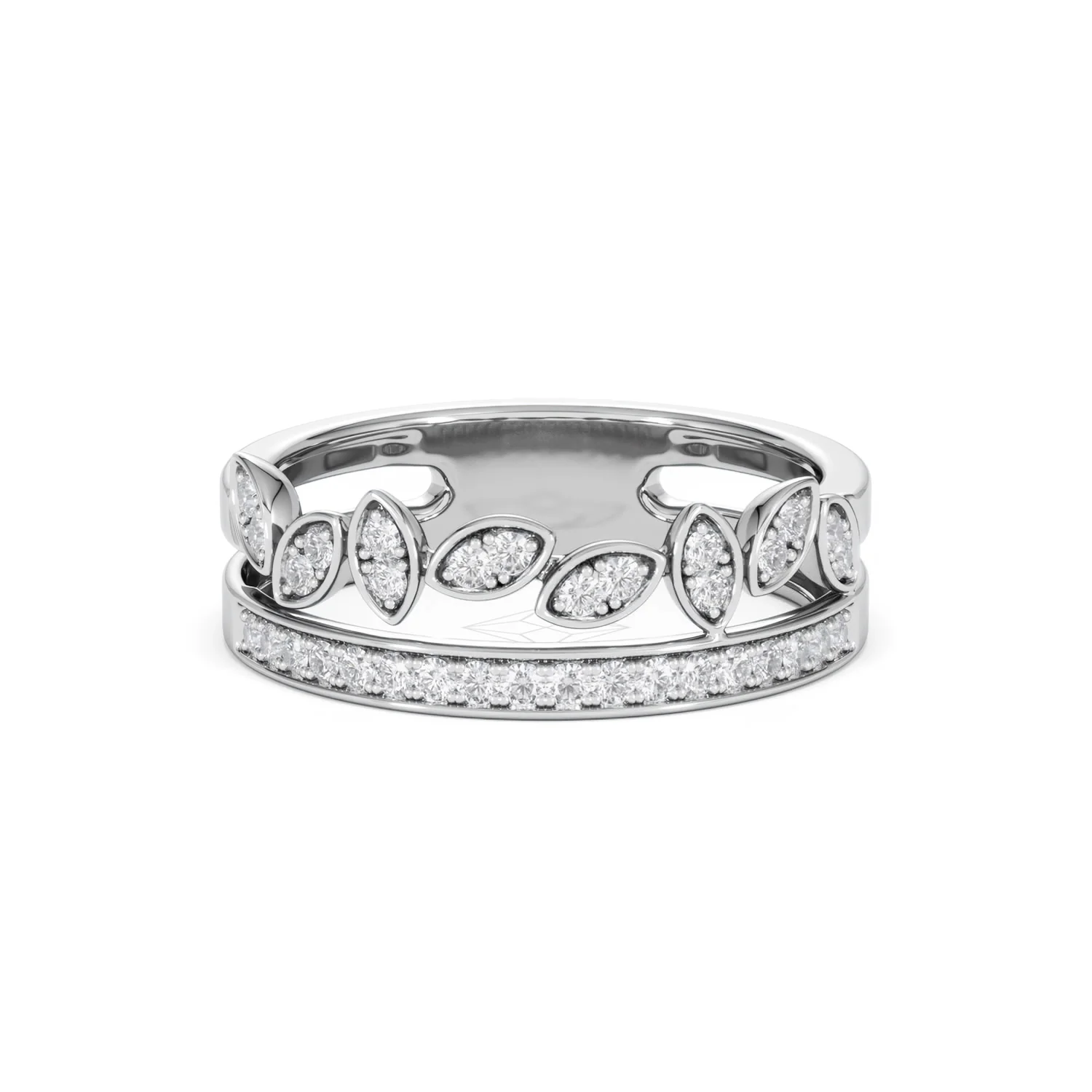 Double Band Stacking Ring Lab Diamond 0.25ct in 925 Silver - Image 10