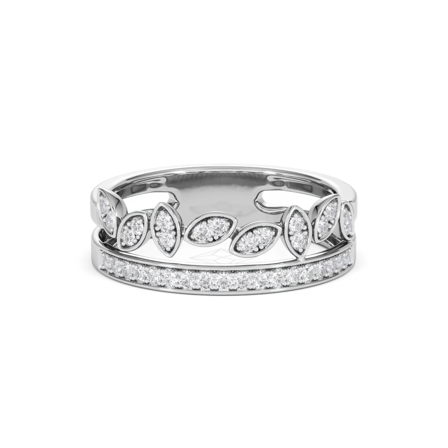 Double Band Stacking Ring Lab Diamond 0.25ct in 925 Silver - Image 11