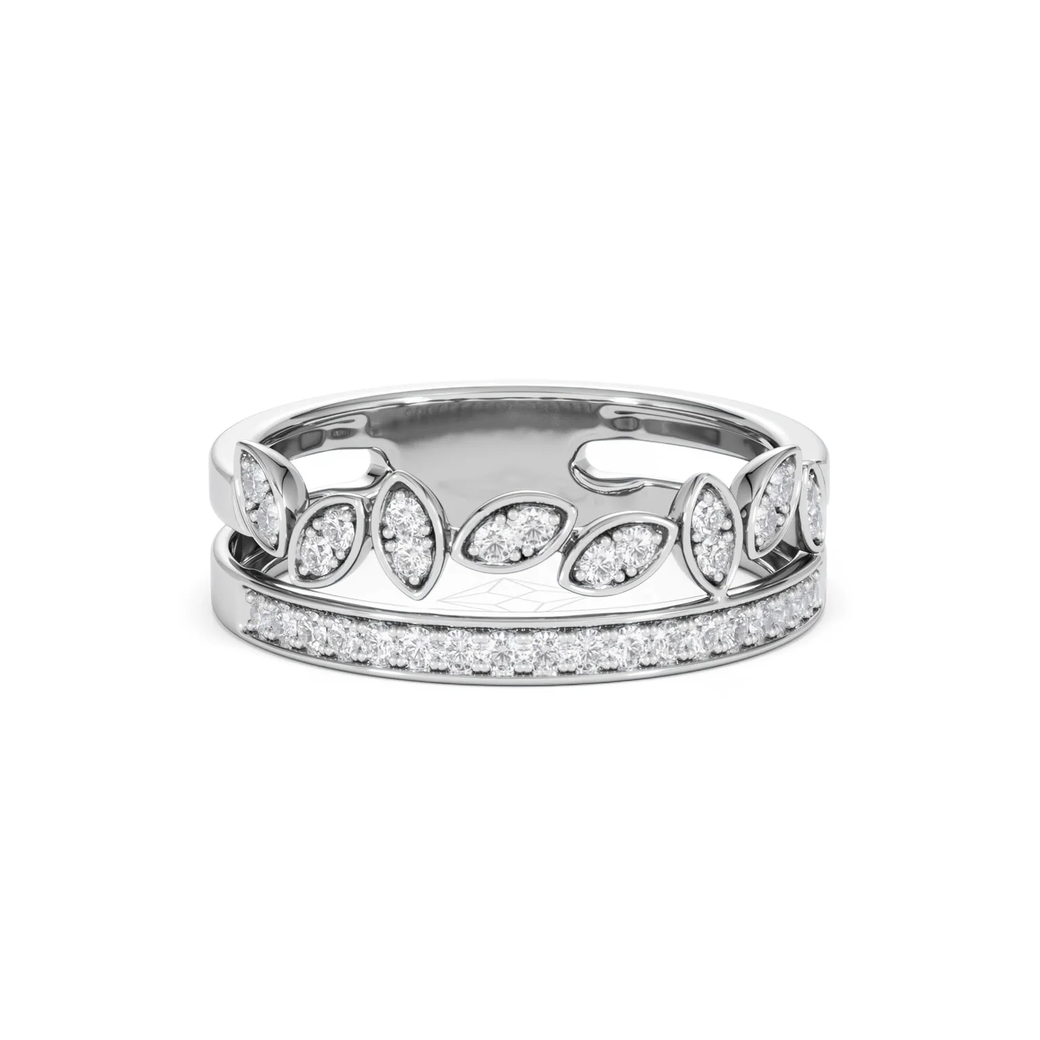 Double Band Stacking Ring Lab Diamond 0.25ct in 925 Silver - Image 12