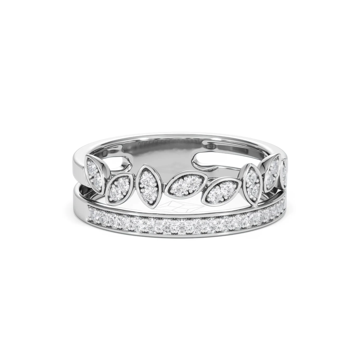 Double Band Stacking Ring Lab Diamond 0.25ct in 925 Silver - Image 13
