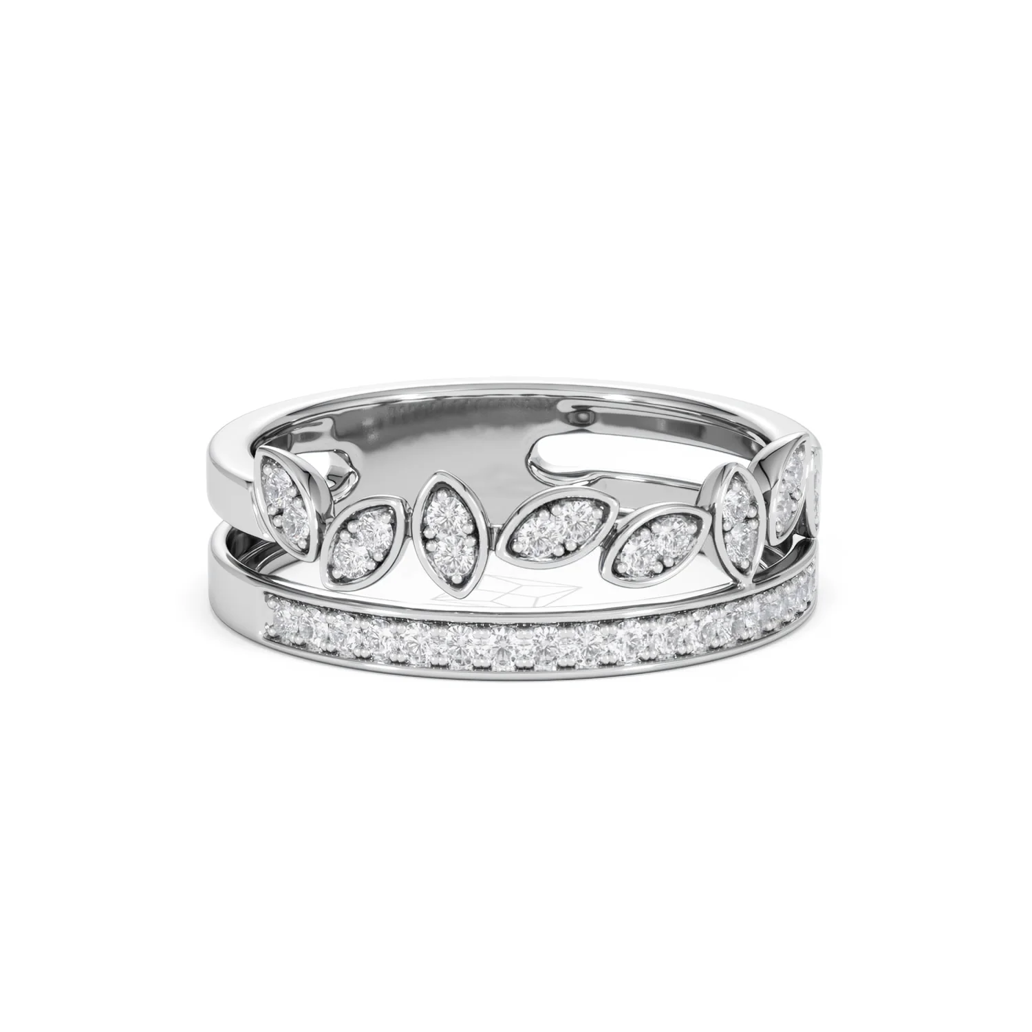 Double Band Stacking Ring Lab Diamond 0.25ct in 925 Silver - Image 14
