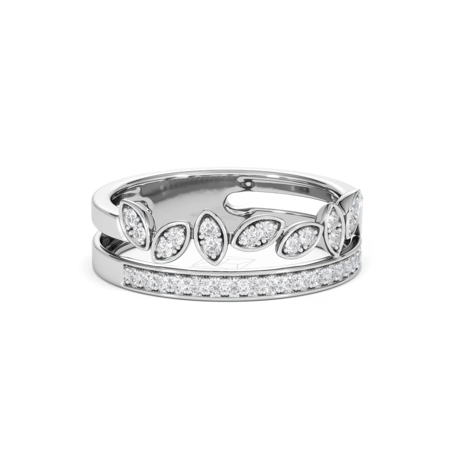 Double Band Stacking Ring Lab Diamond 0.25ct in 925 Silver - Image 15