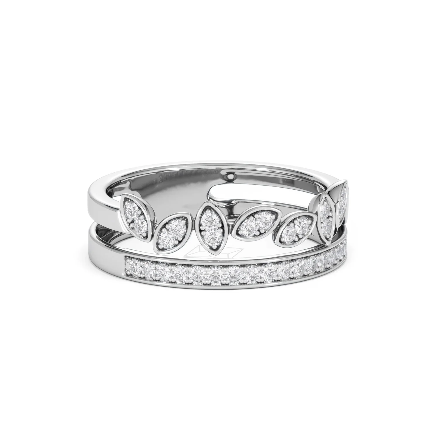 Double Band Stacking Ring Lab Diamond 0.25ct in 925 Silver - Image 16
