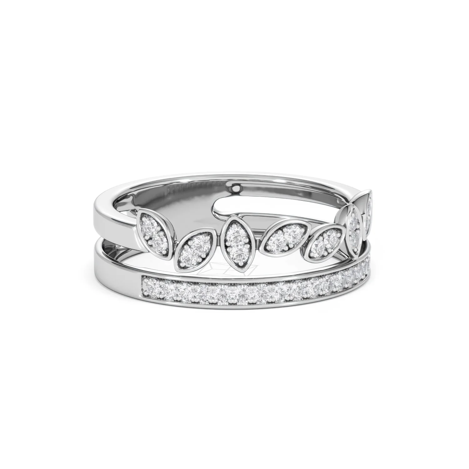 Double Band Stacking Ring Lab Diamond 0.25ct in 925 Silver - Image 17